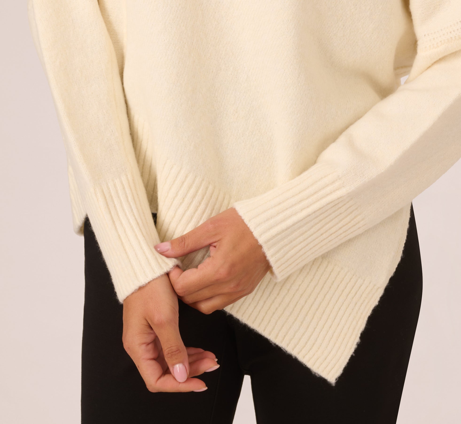 Asymmetrical Slouchy Dolman Sleeve Pullover Sweater In Cream、mySite、solidvoid