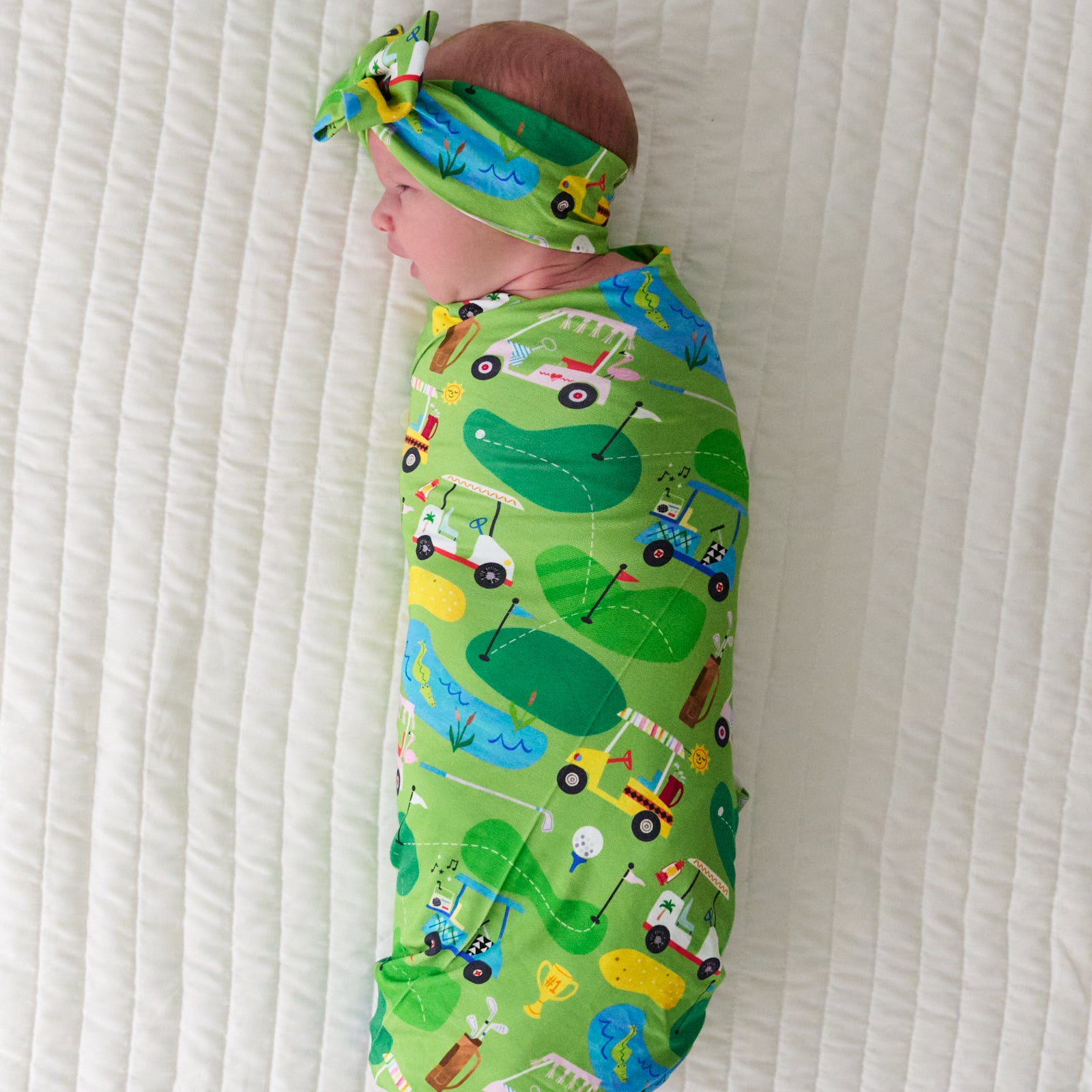 Fairway Fun Swaddle & Luxe Bow Headband Set、mySite、g9winljtr