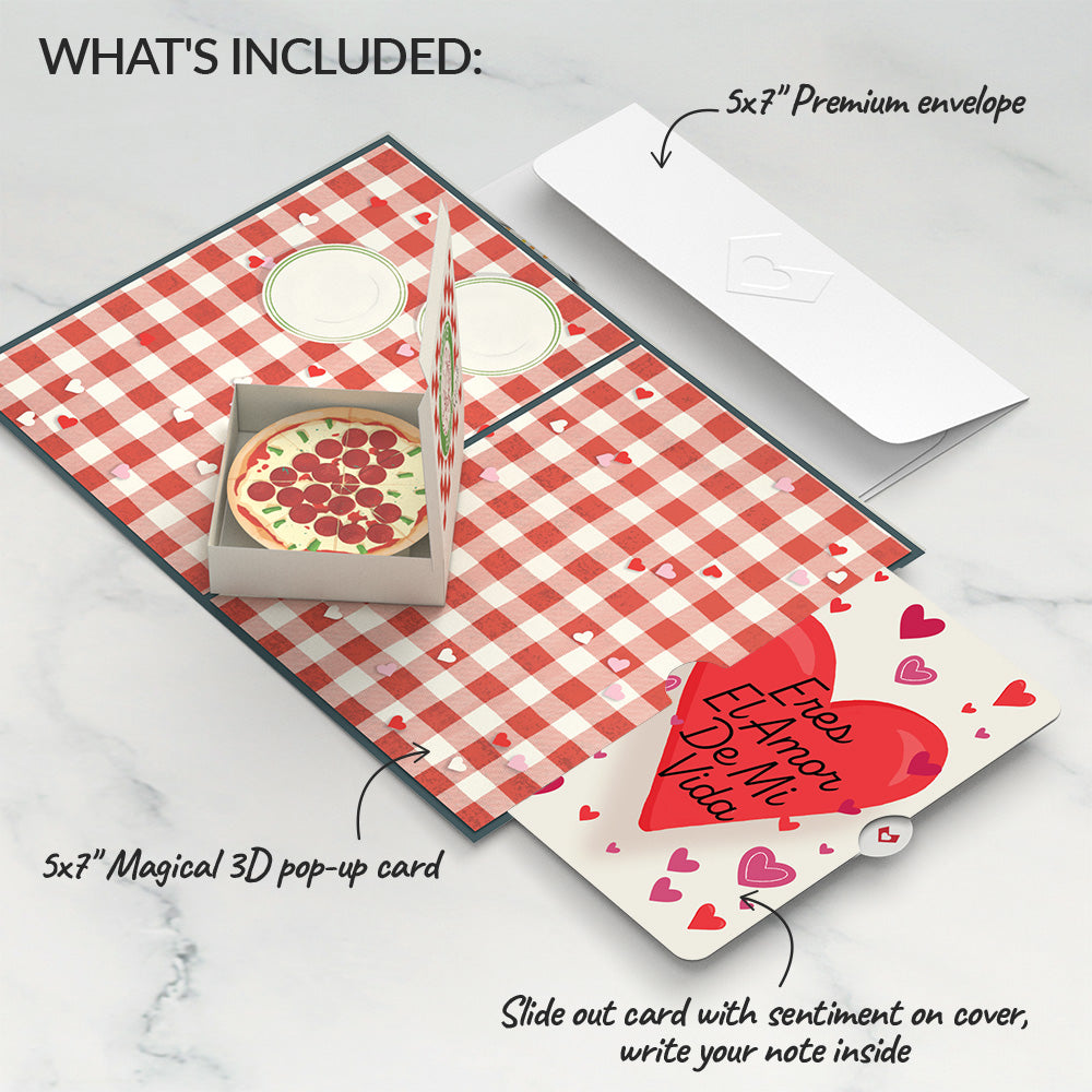 Pizza Love Eres El Amor De Mi Vida Valentine Pop-Up Card and Sentiment Set、mySite、solidvoid