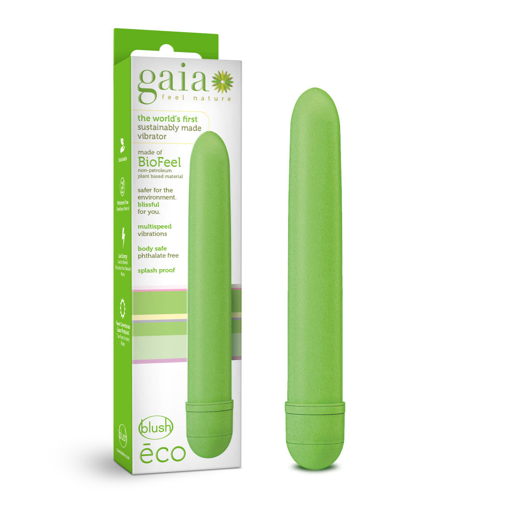 Gaia® By Blush | Eco: Plant-Based 7 Slim Multispeed Vibrator in Green - Made from Sustainable BioFeel™、mySite、bottomscart