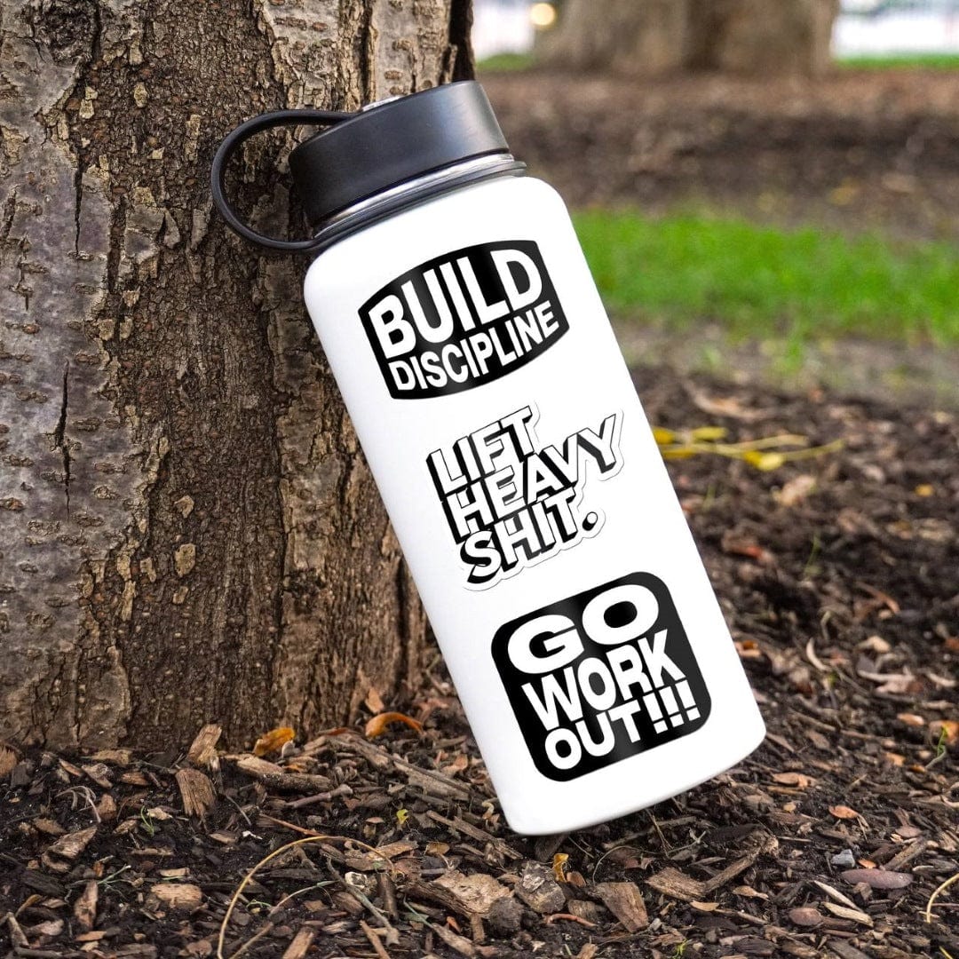  Gym Motivation Sticker 9 Pack (Black and White)、mySite、elrpsem3k