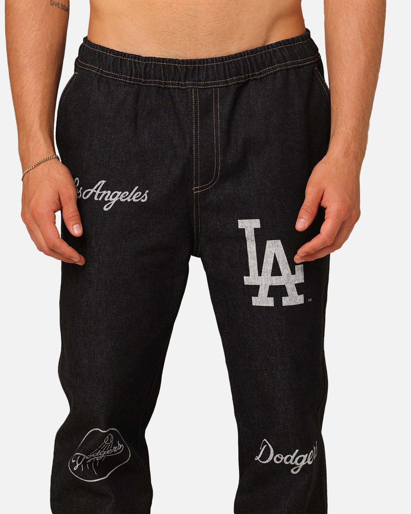 Majestic Athletic Los Angeles Dodgers Etched Denim Jeans Washed Black Denim、mySite、zt4zffjzw