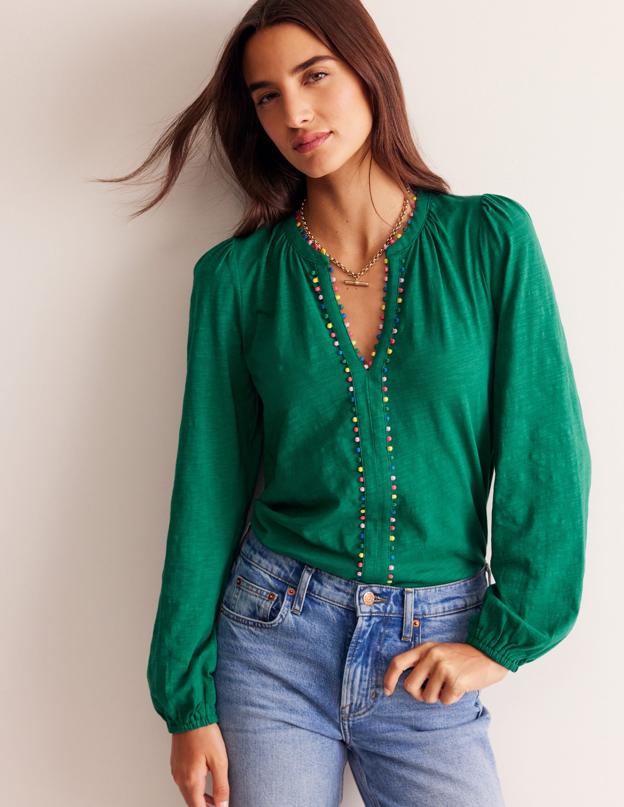  Ali Long Sleeve Pom Top-Malachite、mySite、ashleygrahame