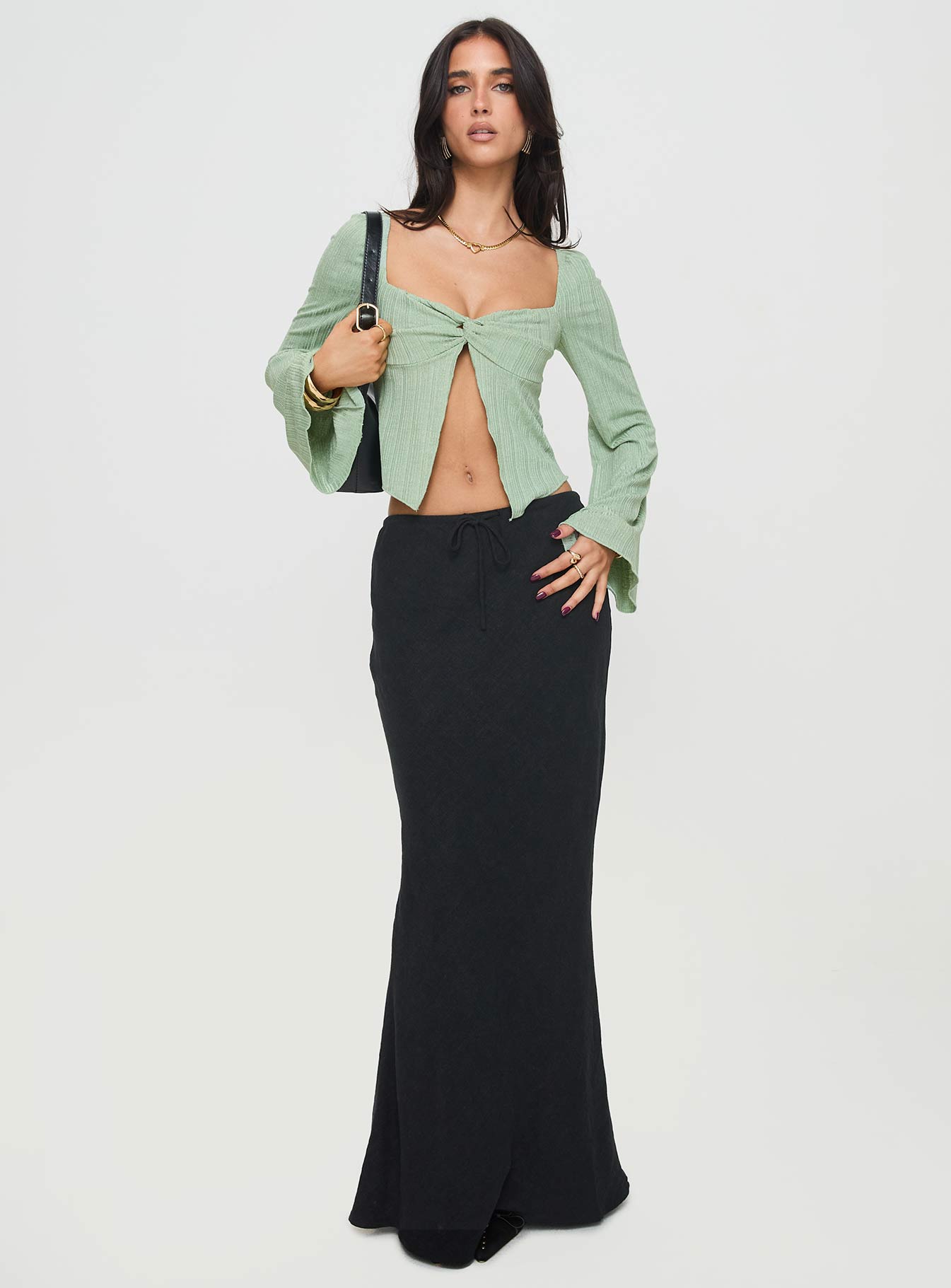 Mani Long Sleeve Top Green、mySite、solidvoid