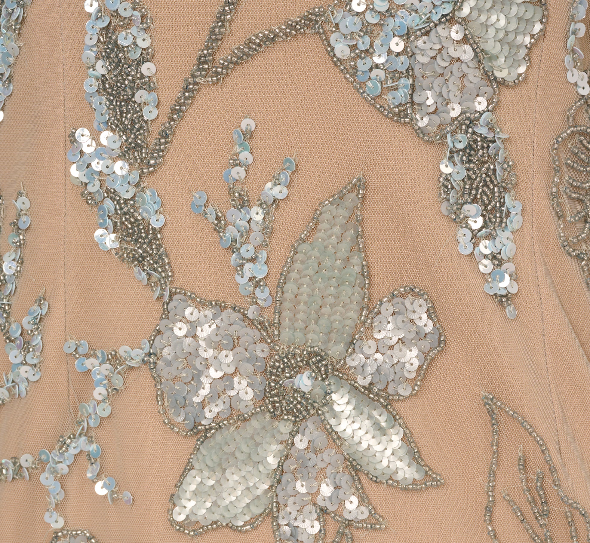 Sleeveless Square Neck Beaded Mermaid Gown In Frosted Sage Nude、mySite、solidvoid