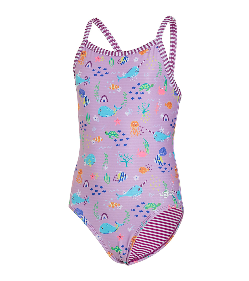 Dolfin Uglies Girls' Noire Printed One Piece Swimsuit (Big Kid)、mySite、noshort