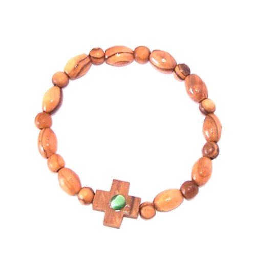  Elastic Olive wood religious bracelet with a stone packed as a gift with special Certificate of Authenticity and origin、mySite、elrpsem3k