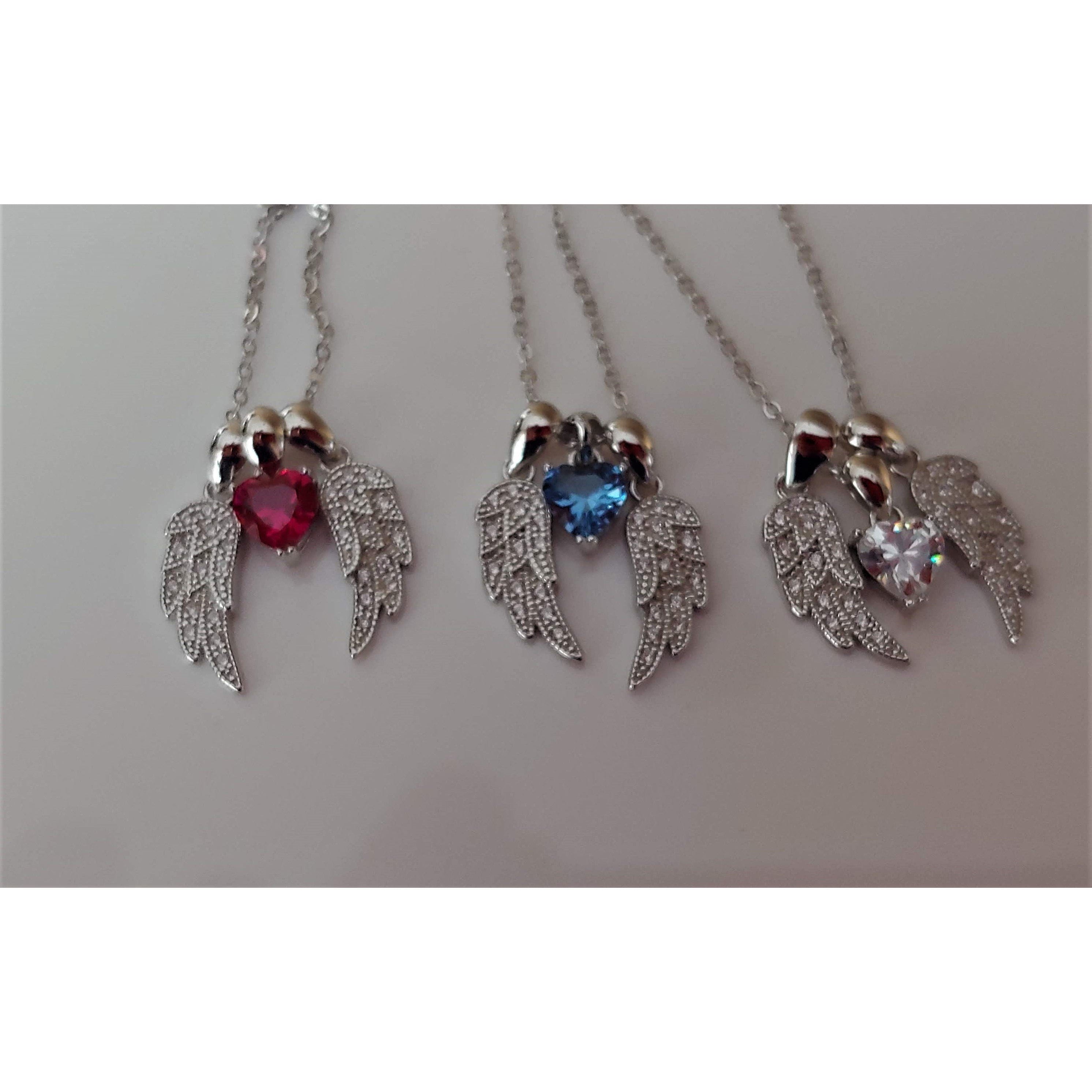 Angel's Wings and Heart Necklace Sterling Silver Guardian Angel、mySite、g9winljtr