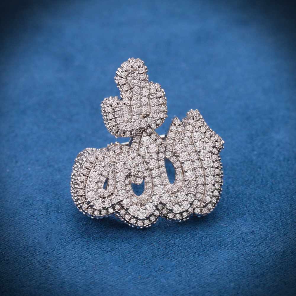 Moissanite Allah Ring 14K White Gold、mySite、hinf8tx79