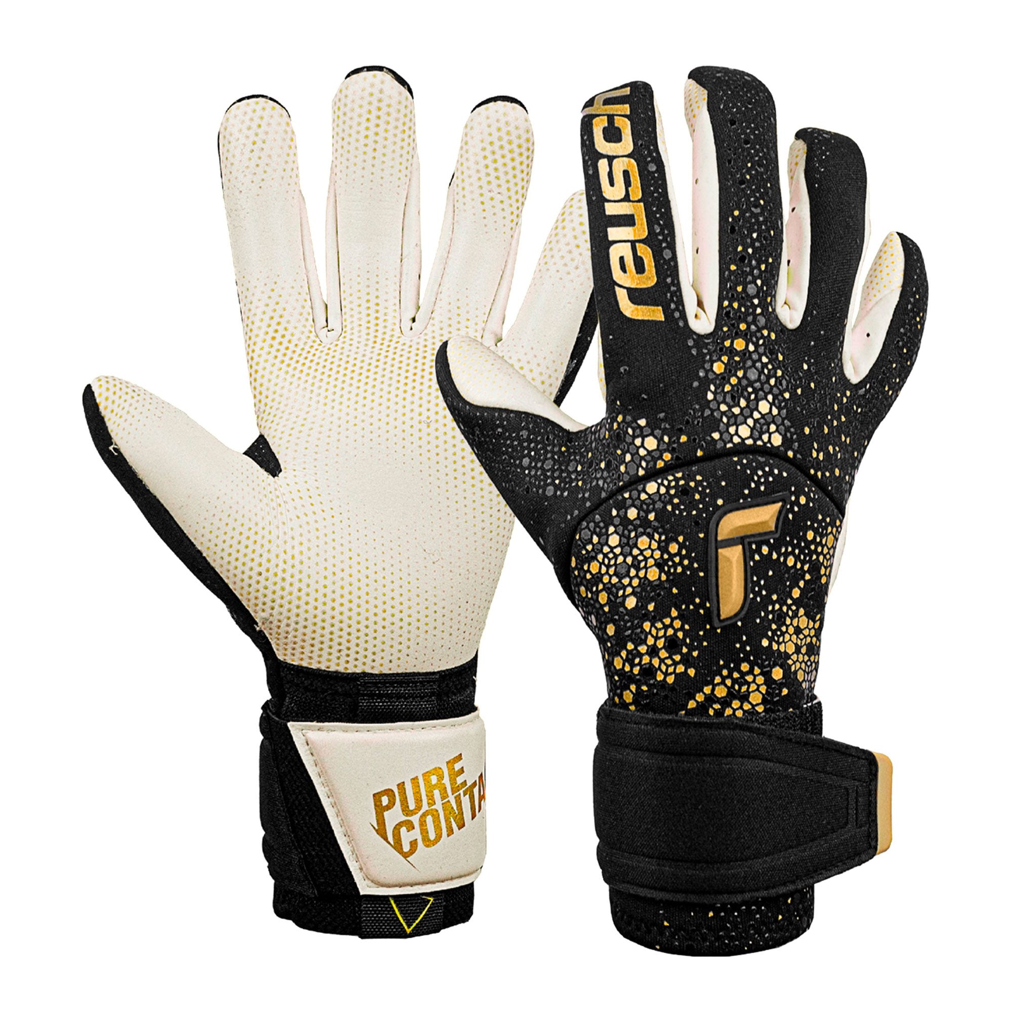Reusch Men's Goalkeeper Attrakt Gold X Glueprint Goalkeeper Gloves Black/Gold、mySite、bottomscart