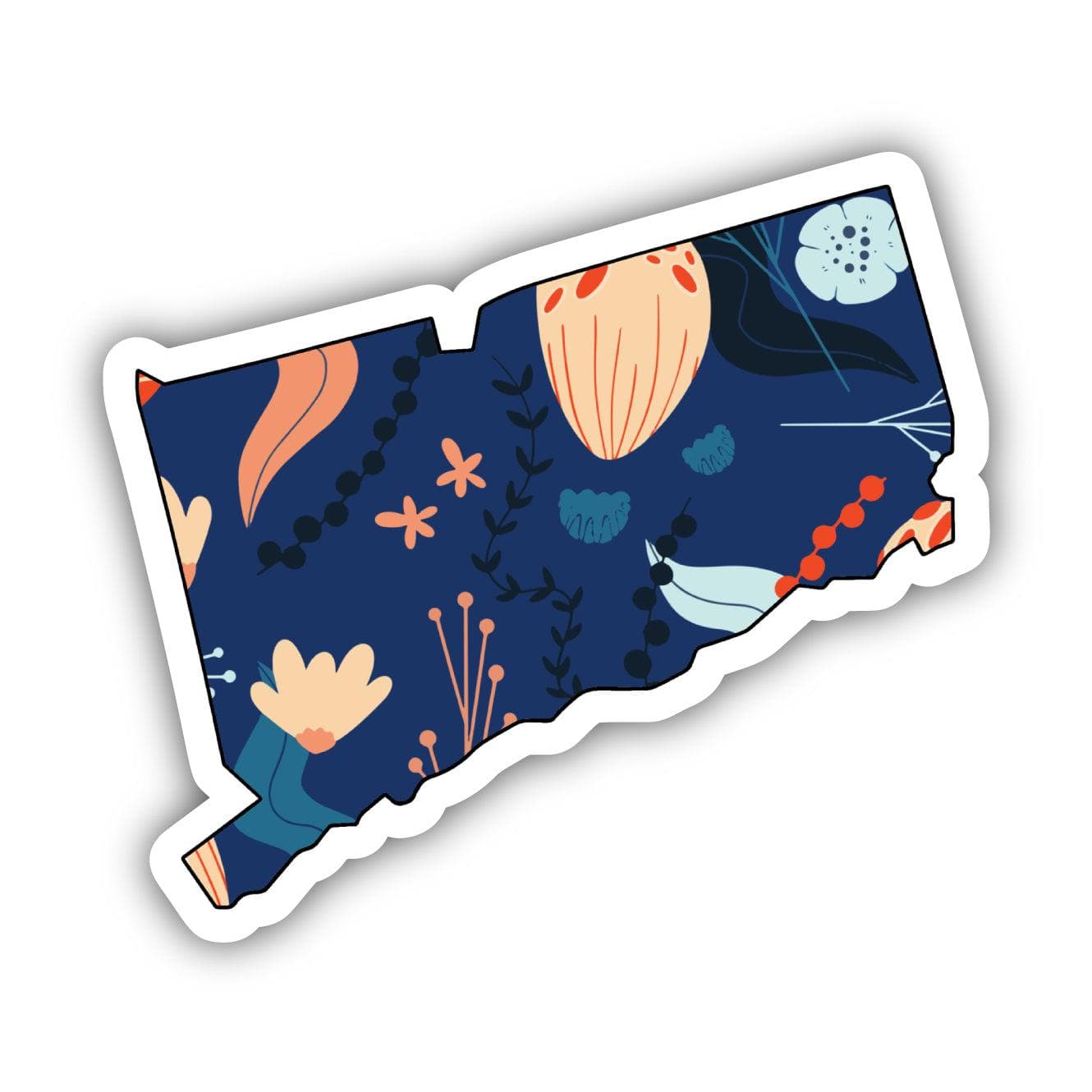  Connecticut Blue Floral Abstract Sticker、mySite、ghnorth