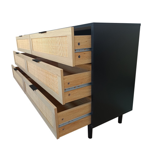 51.18"6-Drawers Rattan Storage Cabinet Rattan Drawer,for Bedroom,Living Room,Natural (Same SKU:W757P198980)、、casual