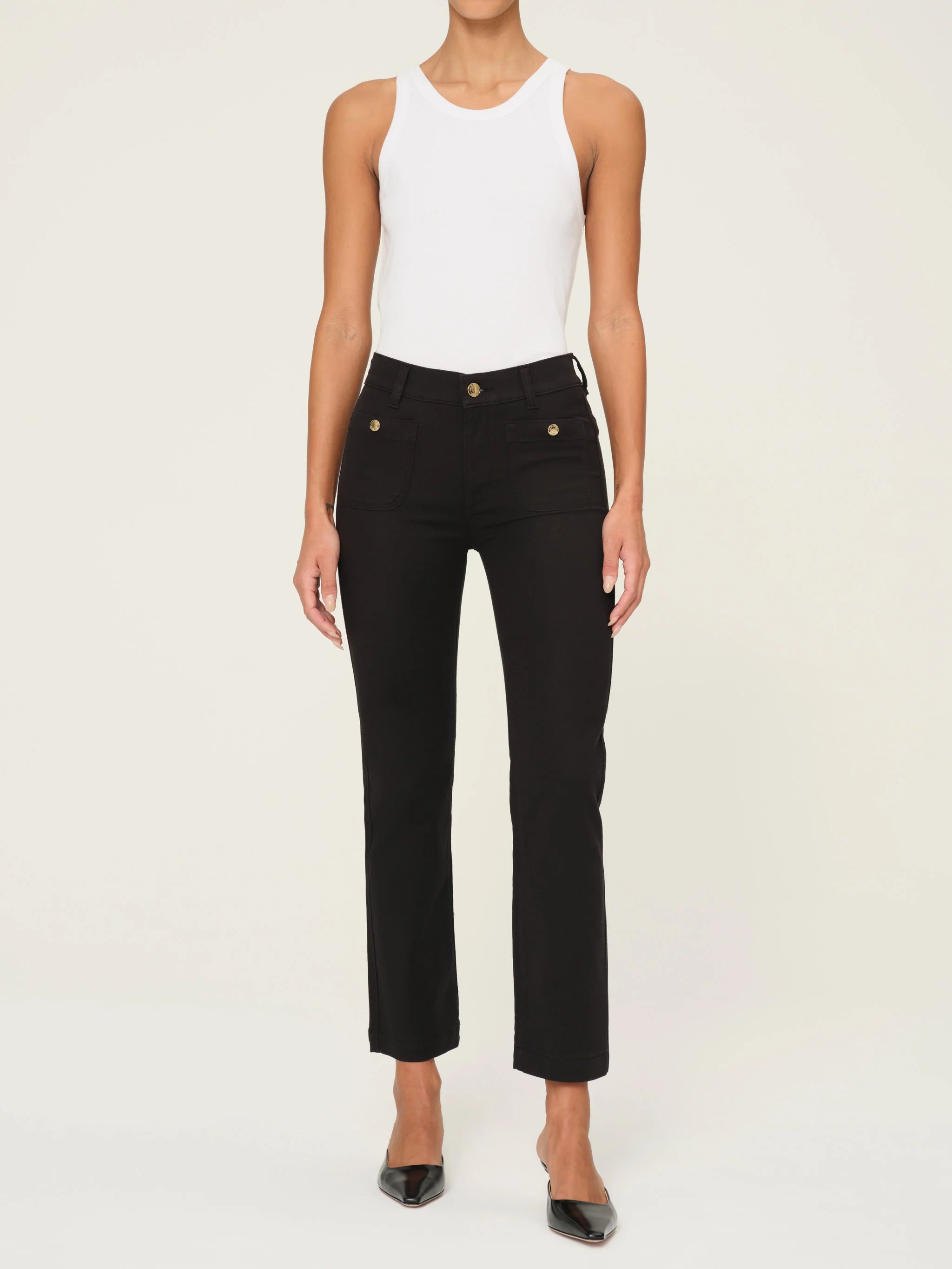 DL1961 Mara Straight: Mid Rise Ankle, Black Onyx - Final Sale、mySite、noshort