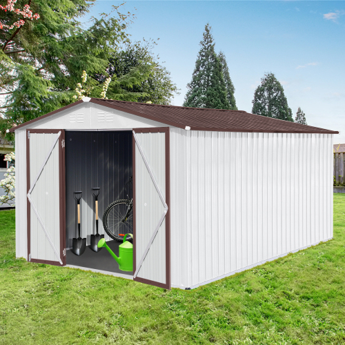 Metal garden sheds 12ft×10ft outdoor storage sheds Dark-grey、、eastwooduniform