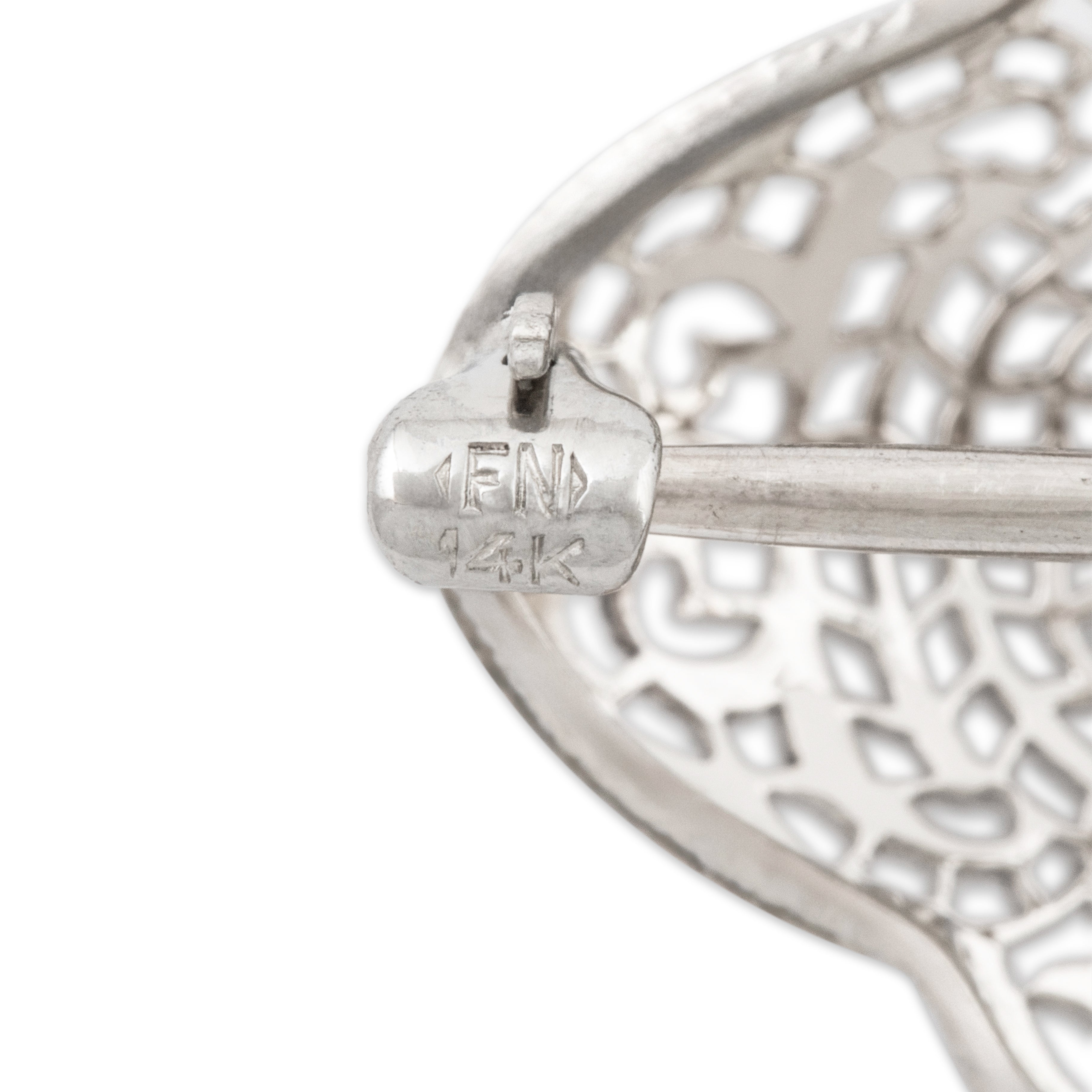 Antique Art Deco 14k White Gold Diamond Filigree Pin / Brooch、mySite、hinf8tx79