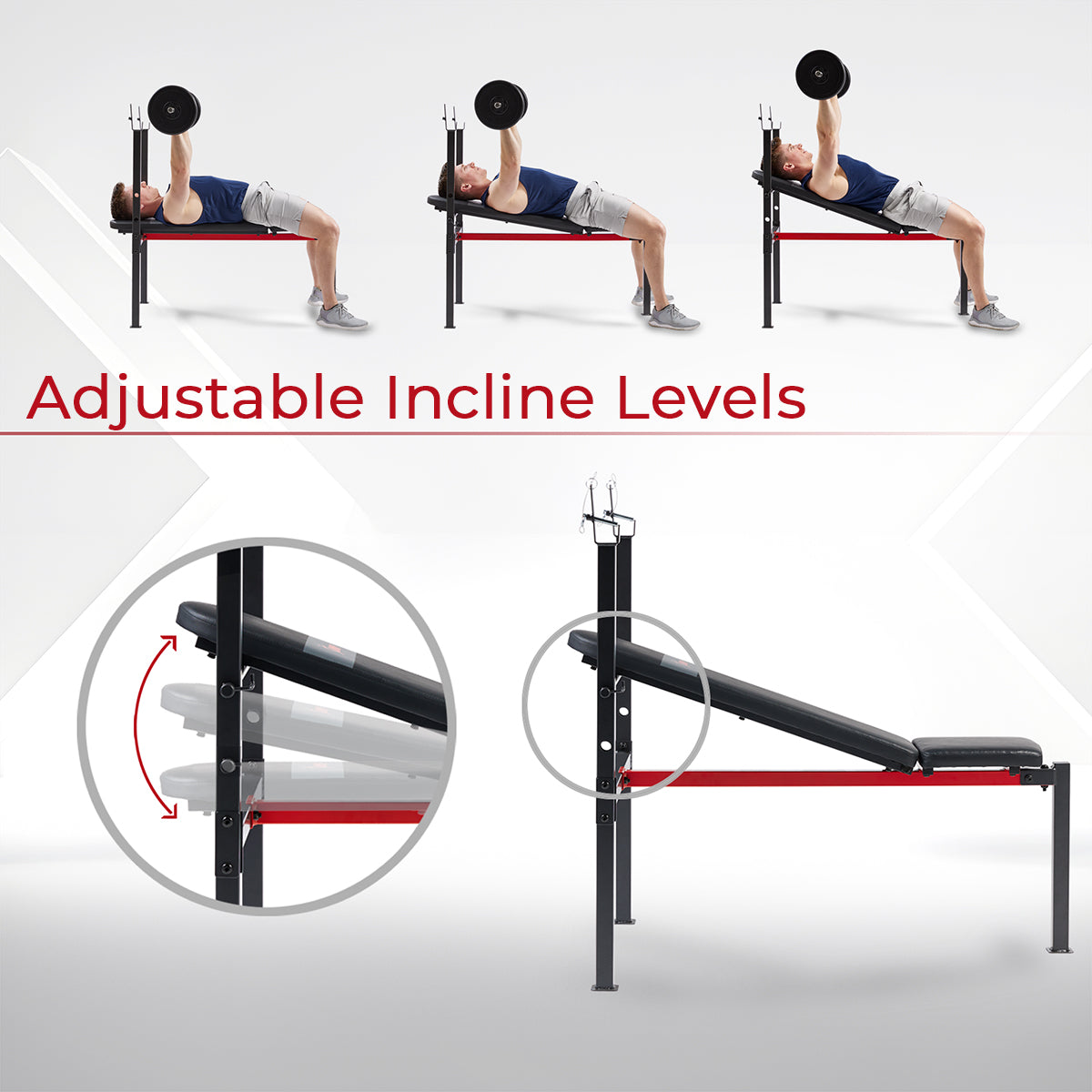  Adjustable Standard Incline Weight Bench with Rack、mySite、ghnorth