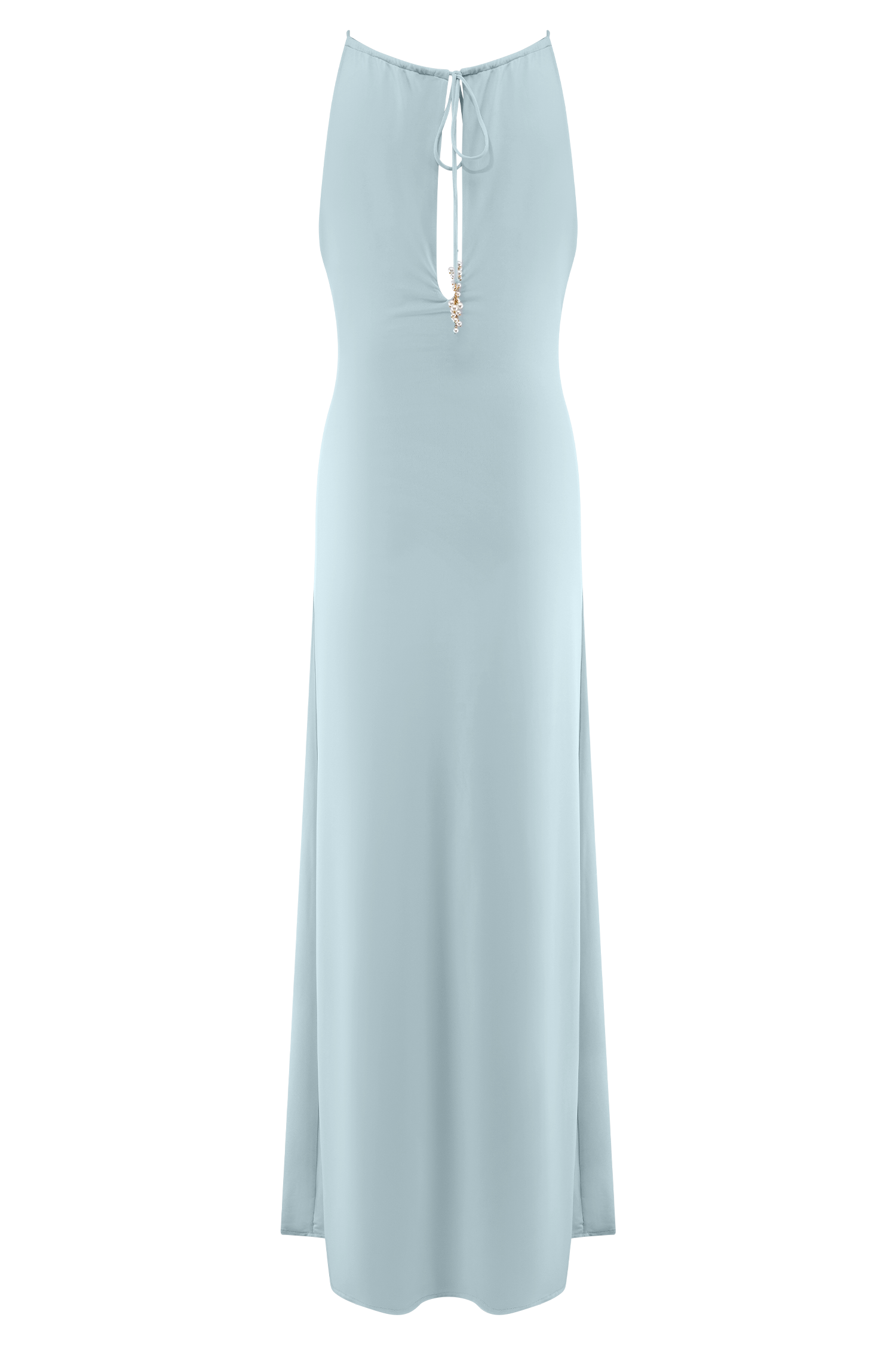 Beryl Slinky Maxi Dress With Pearls - Pale Blue、mySite、solidvoid