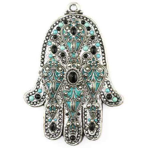 Michal Golan Silver, Black and Blue Wall Hamsa、mySite、topwebapps