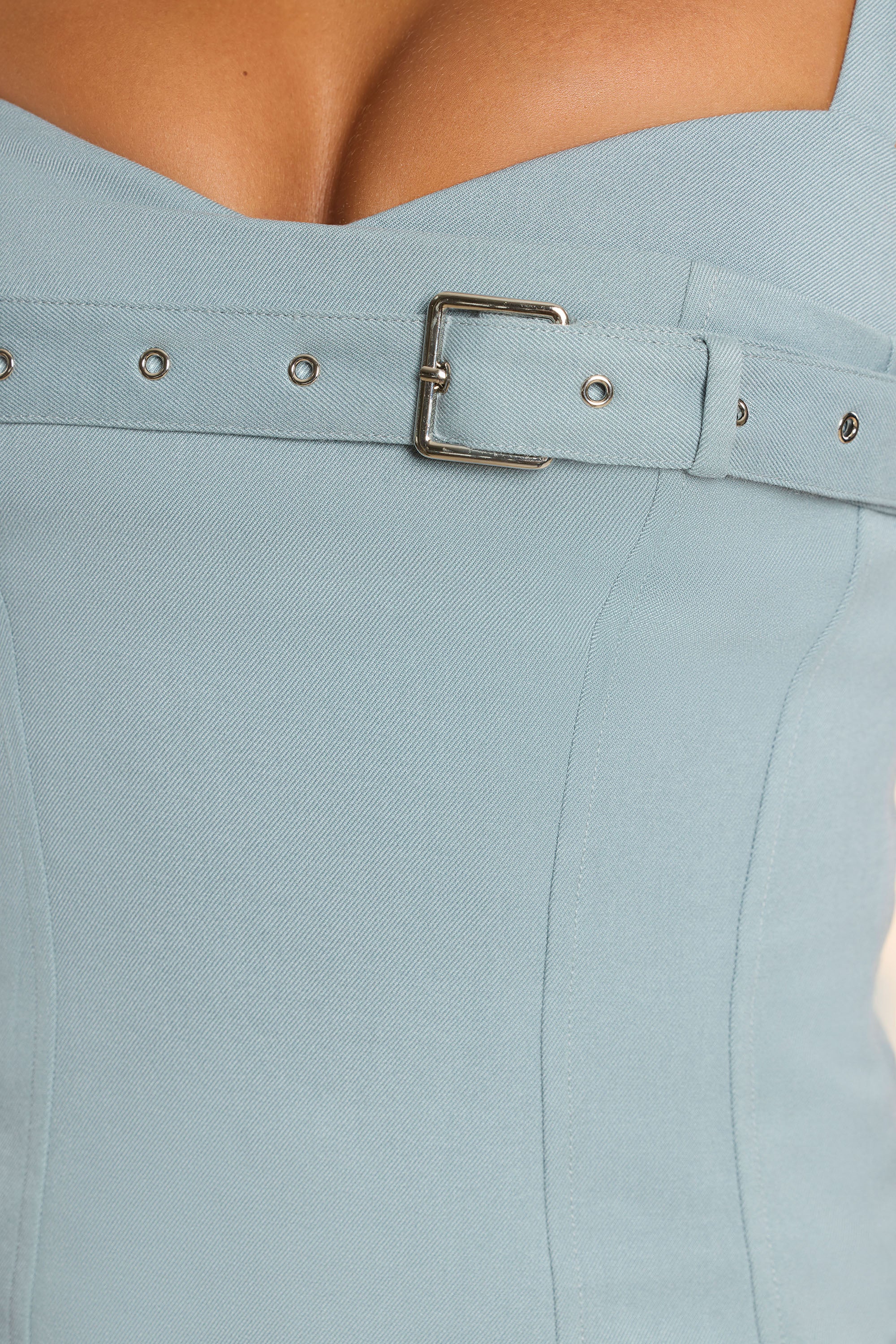 Brushed Twill Drop Waist Kilt Mini Dress in Stone Blue、mySite、solidvoid