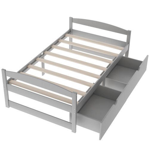 Twin size platform bed, with two drawers, espresso、、casual