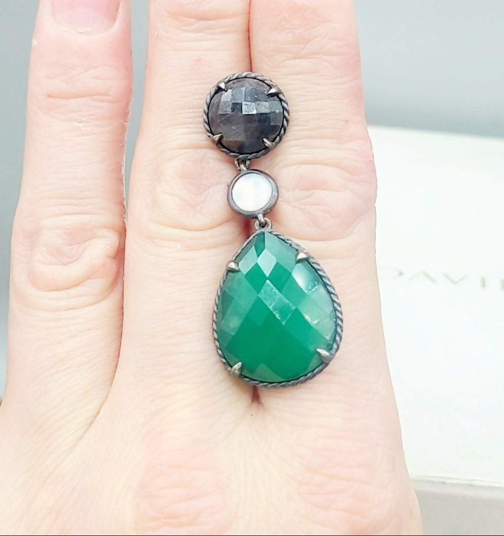 David Yurman Grisaille Triple Drop Earrings 鈥?Green Onyx、mySite、hinf8tx79