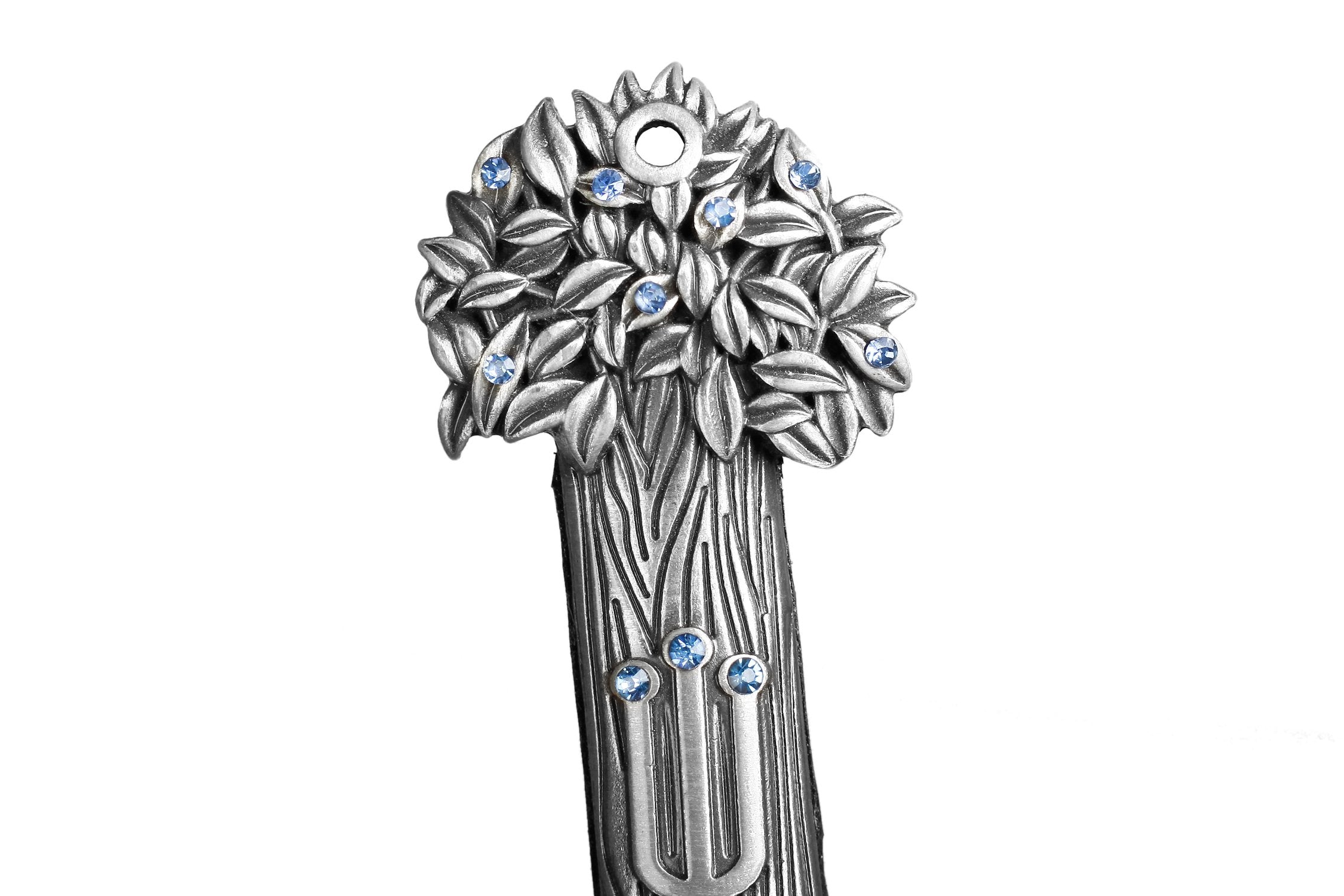  Holy Land Market Pewter Tree of Life with Blue stones Jeweled Mezuzah (3.5 Inches with scroll)、mySite、elrpsem3k
