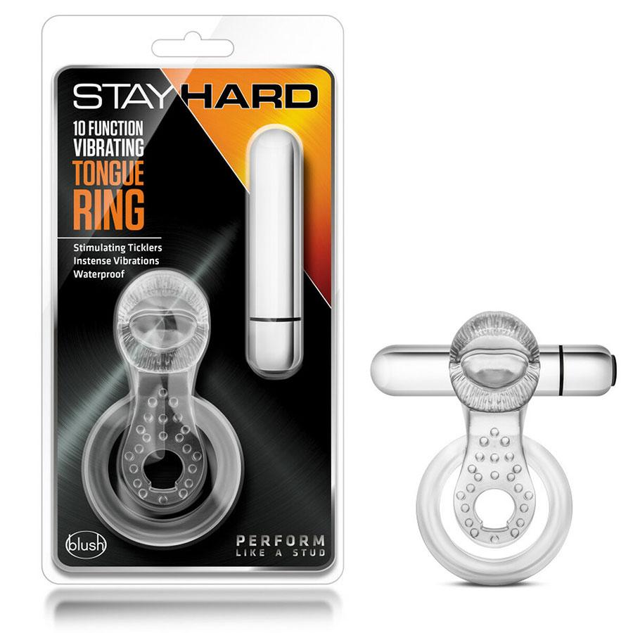 Stay Hard 10 Function Vibrating Clear Tongue Cock and Ball Ring by Blush Novelties、mySite、bottomscart