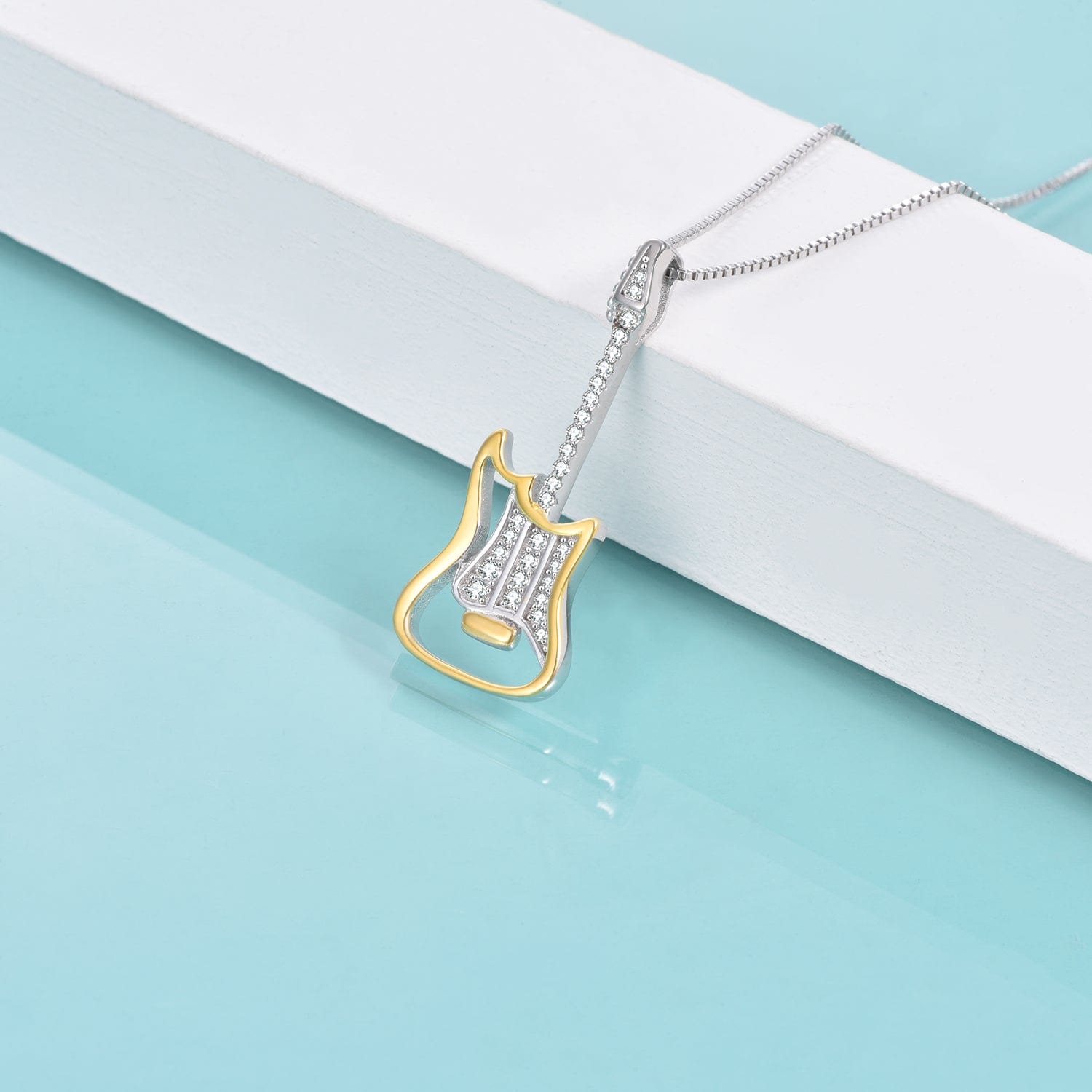 Guitar Necklace for the Rock and Rollers! 2-Tone Sterling Silver and 18k Gold Finish、mySite、g9winljtr