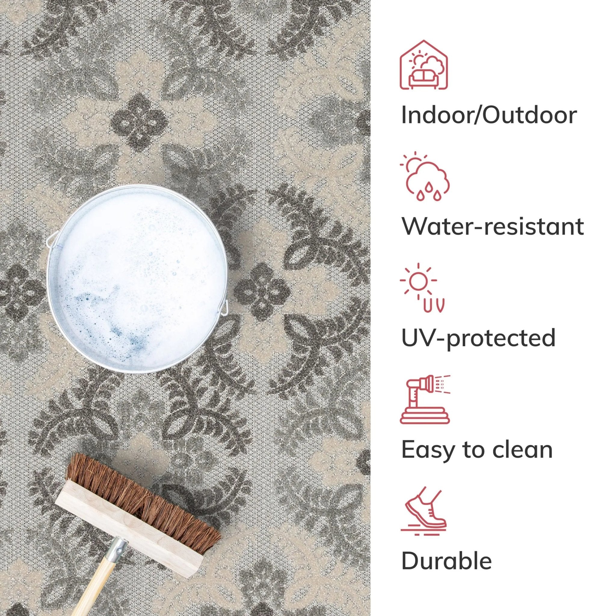 Loewy Modern Geometric Indoor/Outdoor Grey High-Low Rug、mySite、gigharbornorthrealestate