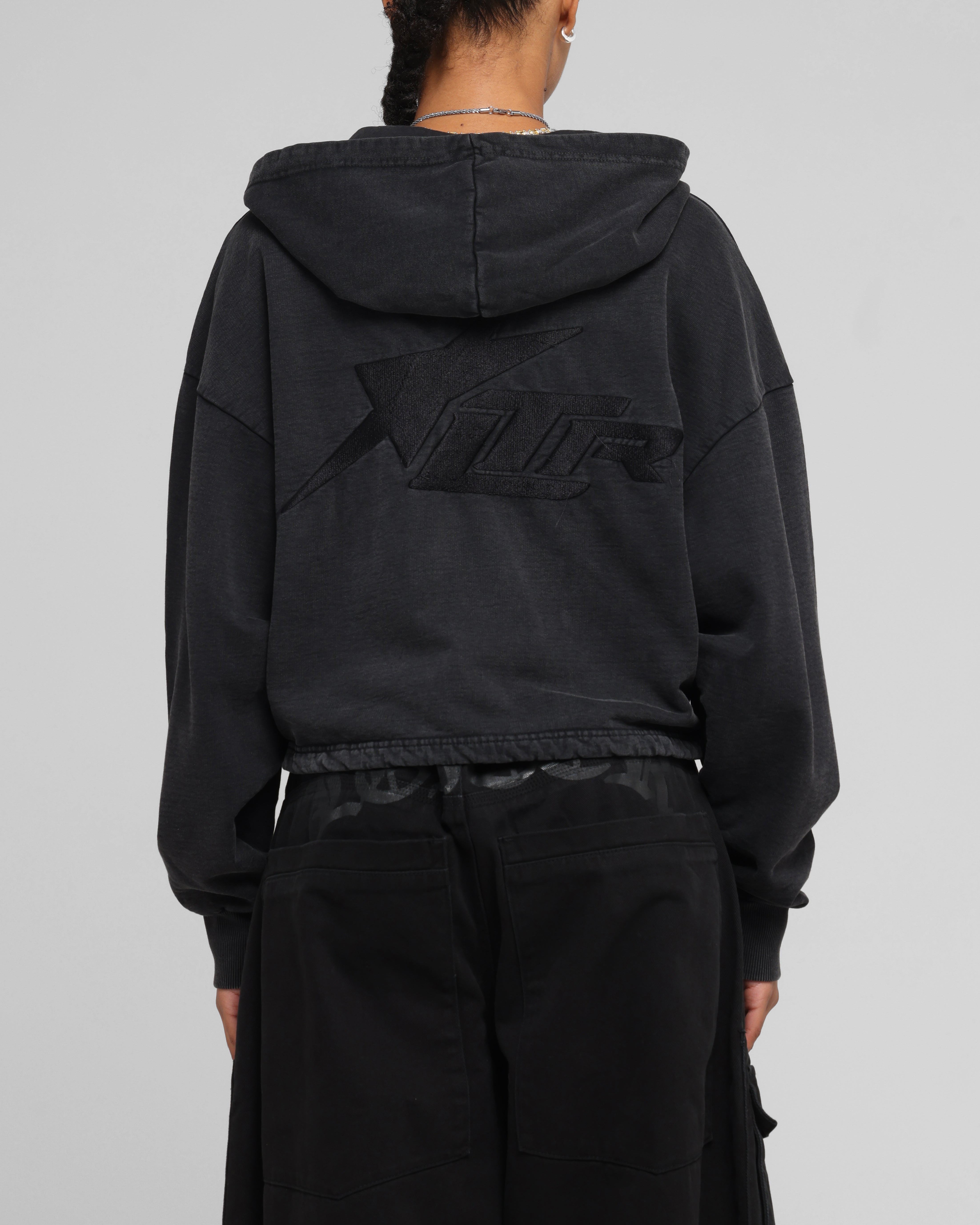 Loiter Women's Utility Cropped Hoodie Washed Black、mySite、zt4zffjzw