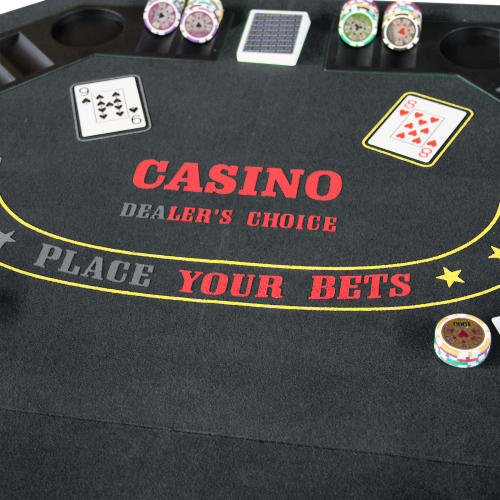 INO Design 48" Folding Poker Tabletop for 8-Player Texas Holdem Octagon Casino Game Portable Layout Mat Black、、casual