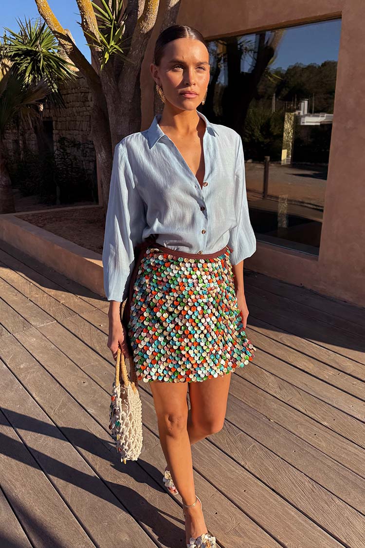 Multi Shell Mini Wrap Skirt、mySite、solidvoid