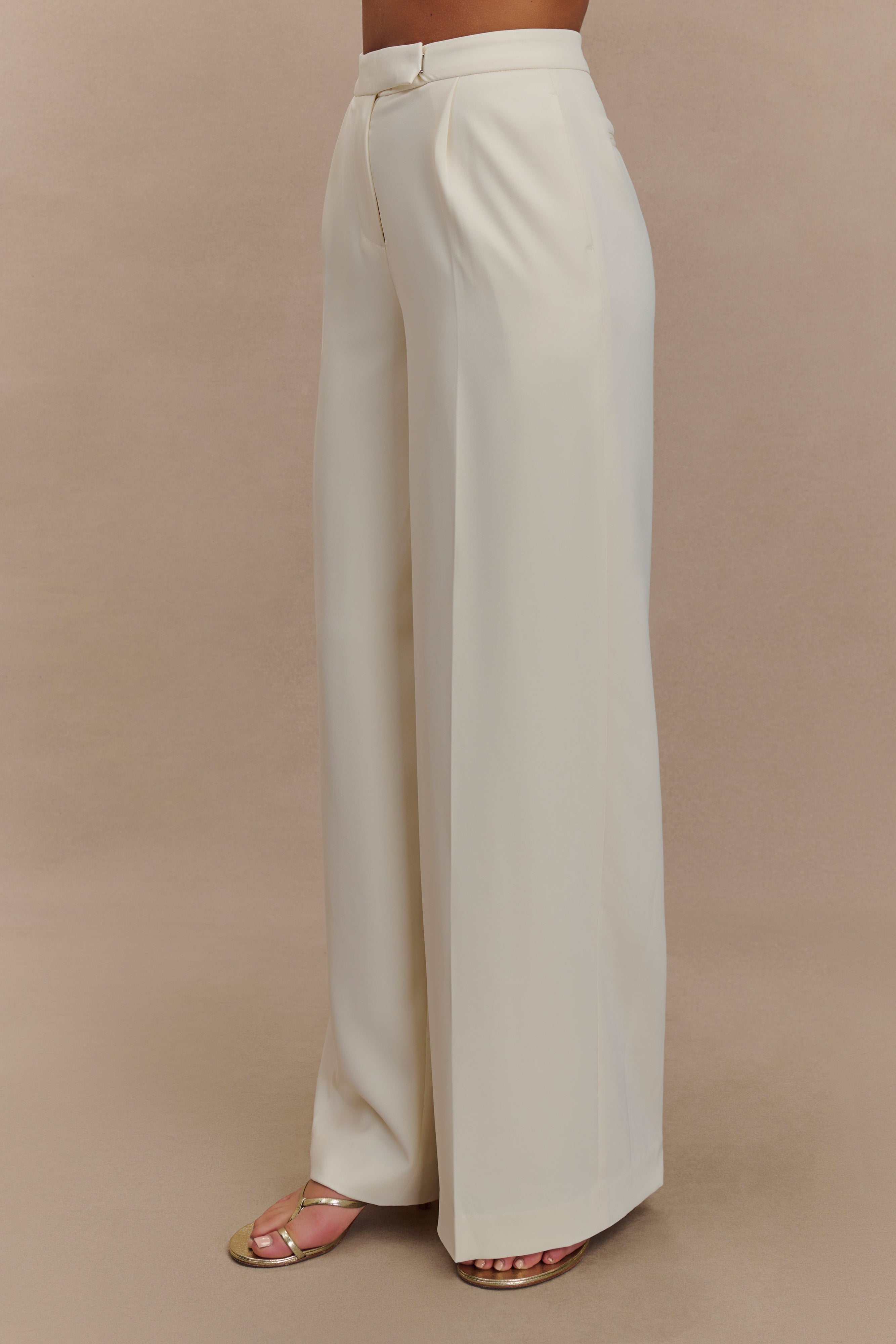 Faith Suiting Wide Leg Pant - Ivory、mySite、solidvoid