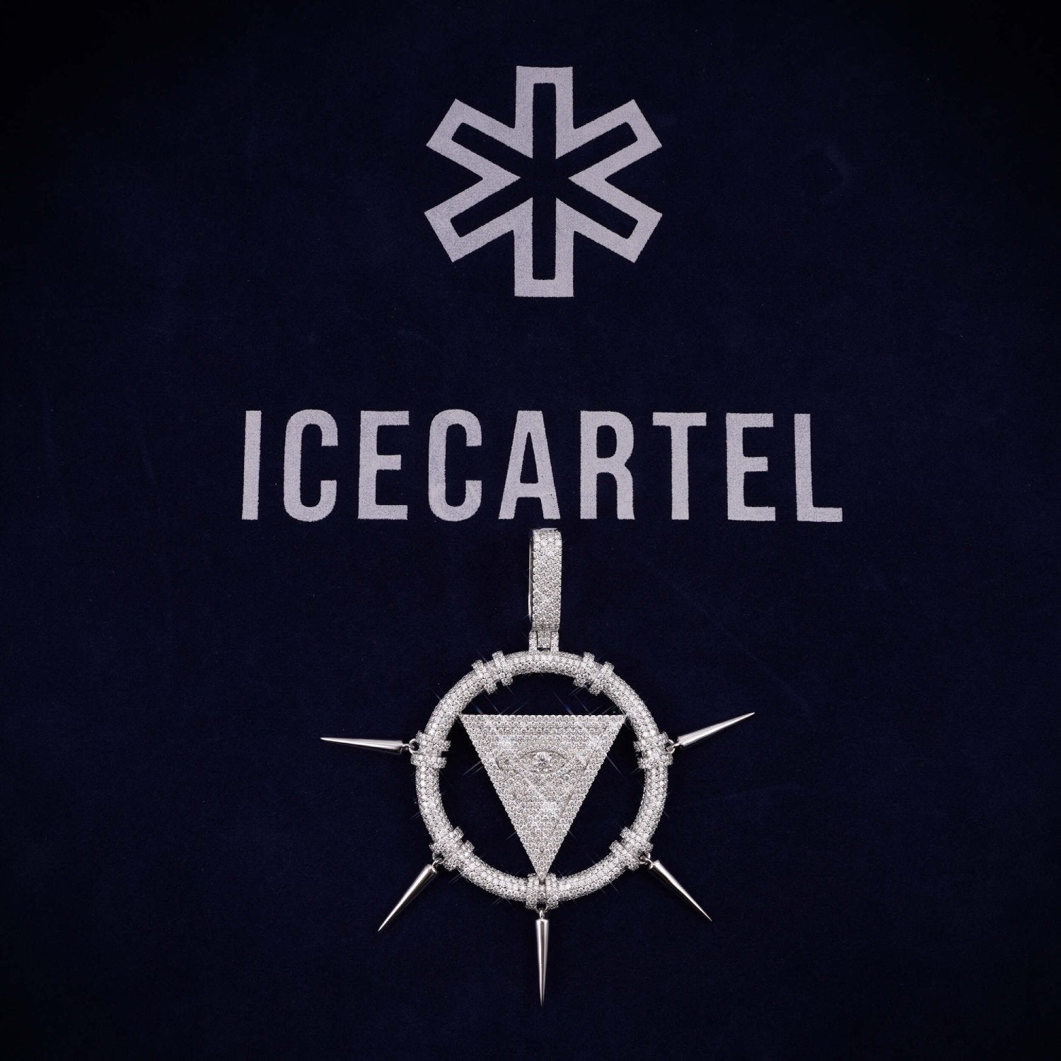 SPIKED ILLUMINATI Custom Logo Moissanite Pendant 14K Gold、mySite、hinf8tx79