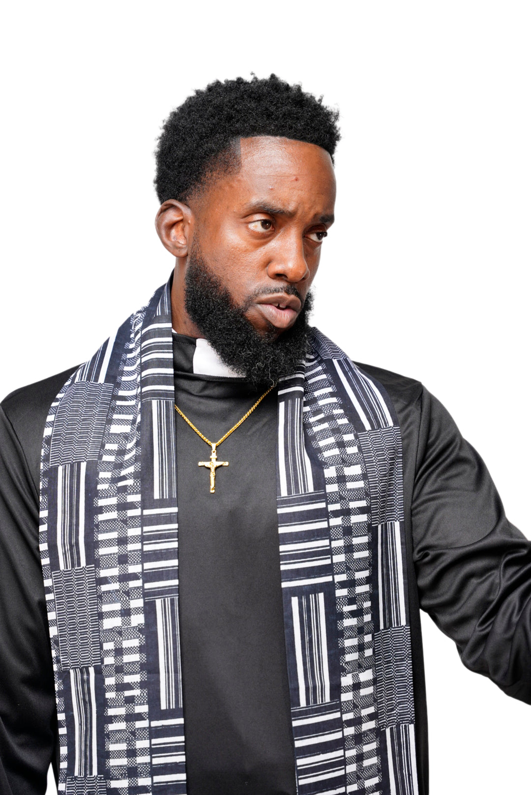 Dupsie's Kente Khumasi Royale African Print Sash with Black fringes DPBC0795S、mySite、solidvoid