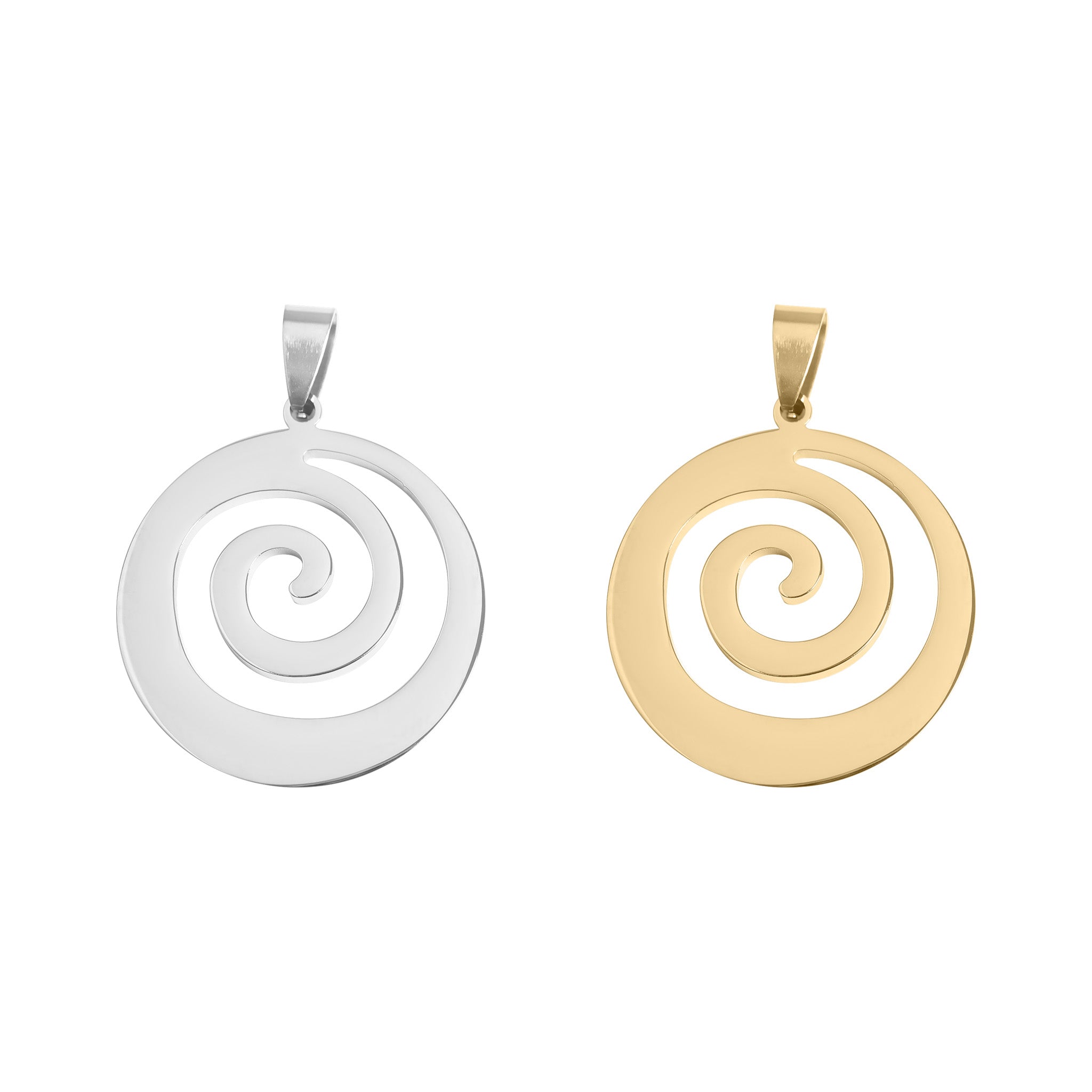 18K Gold PVD Stainless Steel Swirl Cutout Pendant / SBB0040、mySite、dreamappss