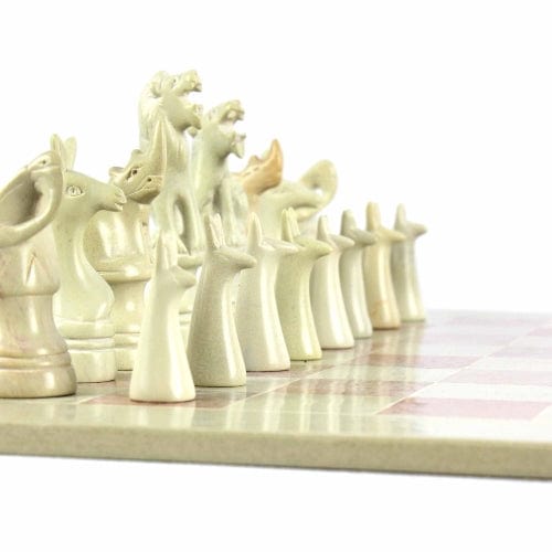 Hand Carved Kenya Traditional Soapstone Animal Chess Set or Pieces- 15 Board、mySite、g9winljtr