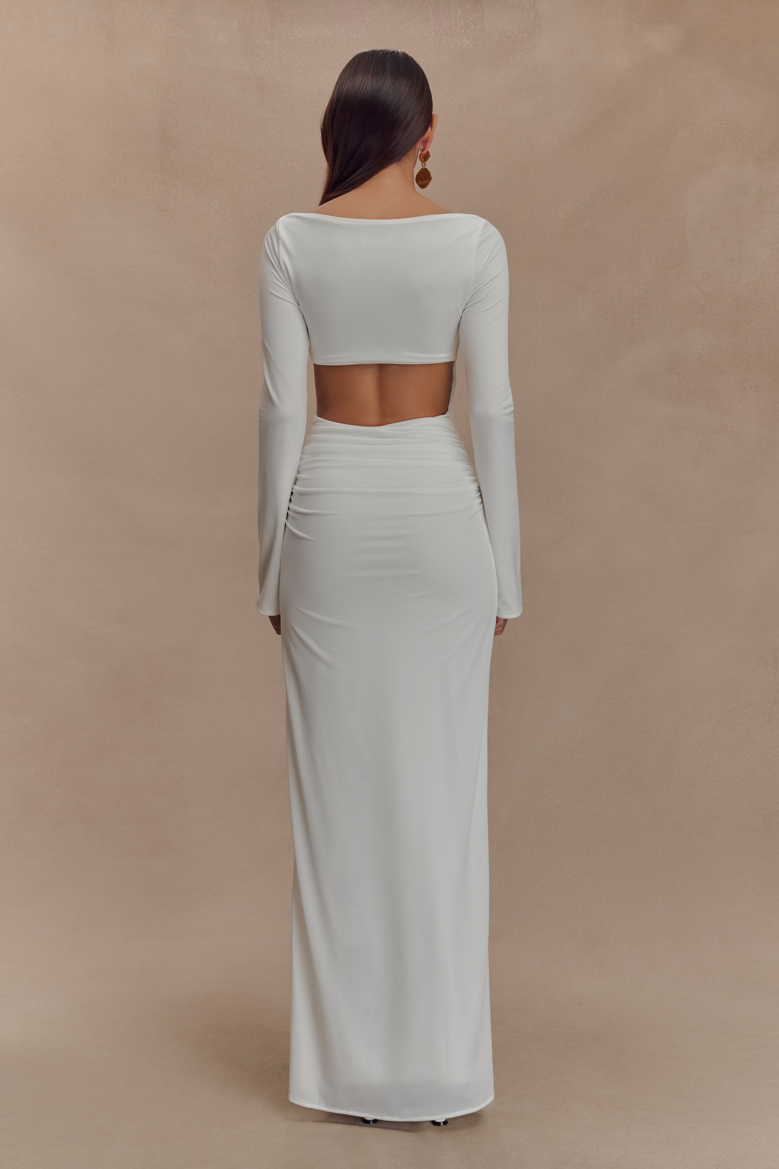 Vienna Slinky Cut Out Maxi Dress - White、mySite、solidvoid