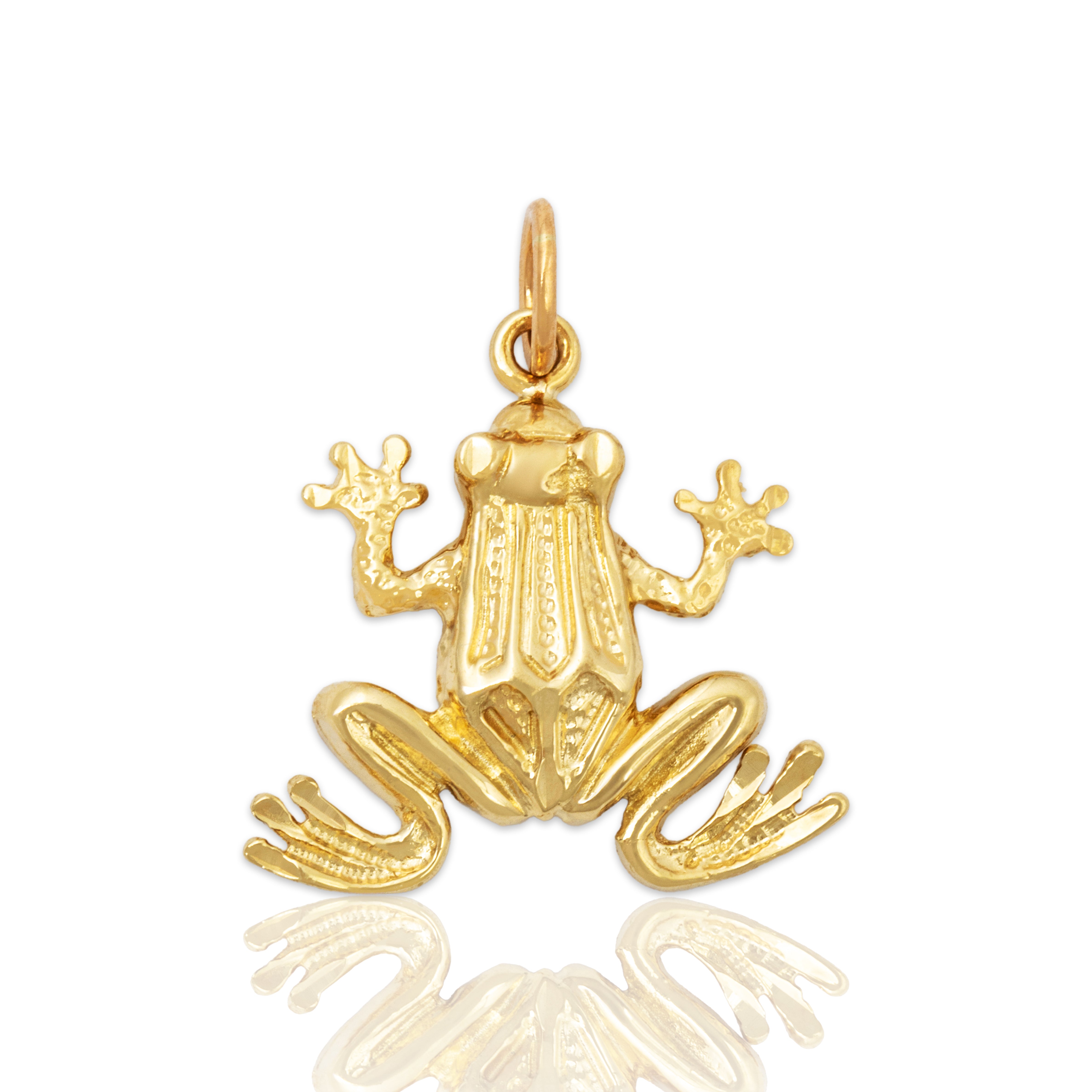 Vintage 14k Yellow Gold Hopping Figural Frog Charm / Pendant、mySite、hinf8tx79