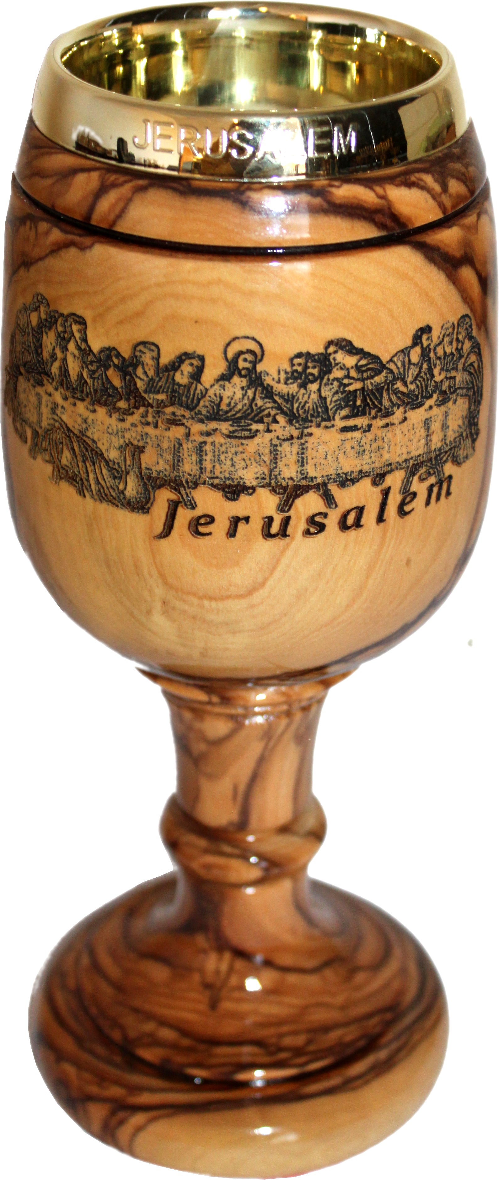 Holy Land Market Goblet - Chalice Carved with Last Supper - Dark Olive Wood (8.5 Inches Large) - Deep (4.5 Ounces Capacity Capacity)、mySite、topwebapps