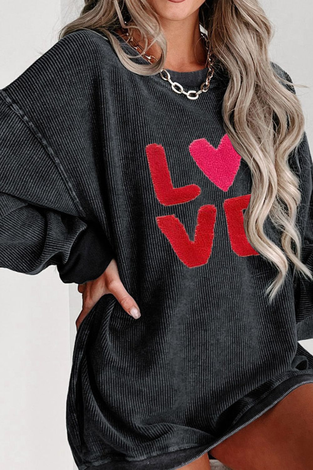  Valentine’s Day LOVE Round Neck Long Sleeve Sweatshirt、mySite、justintrudeaud
