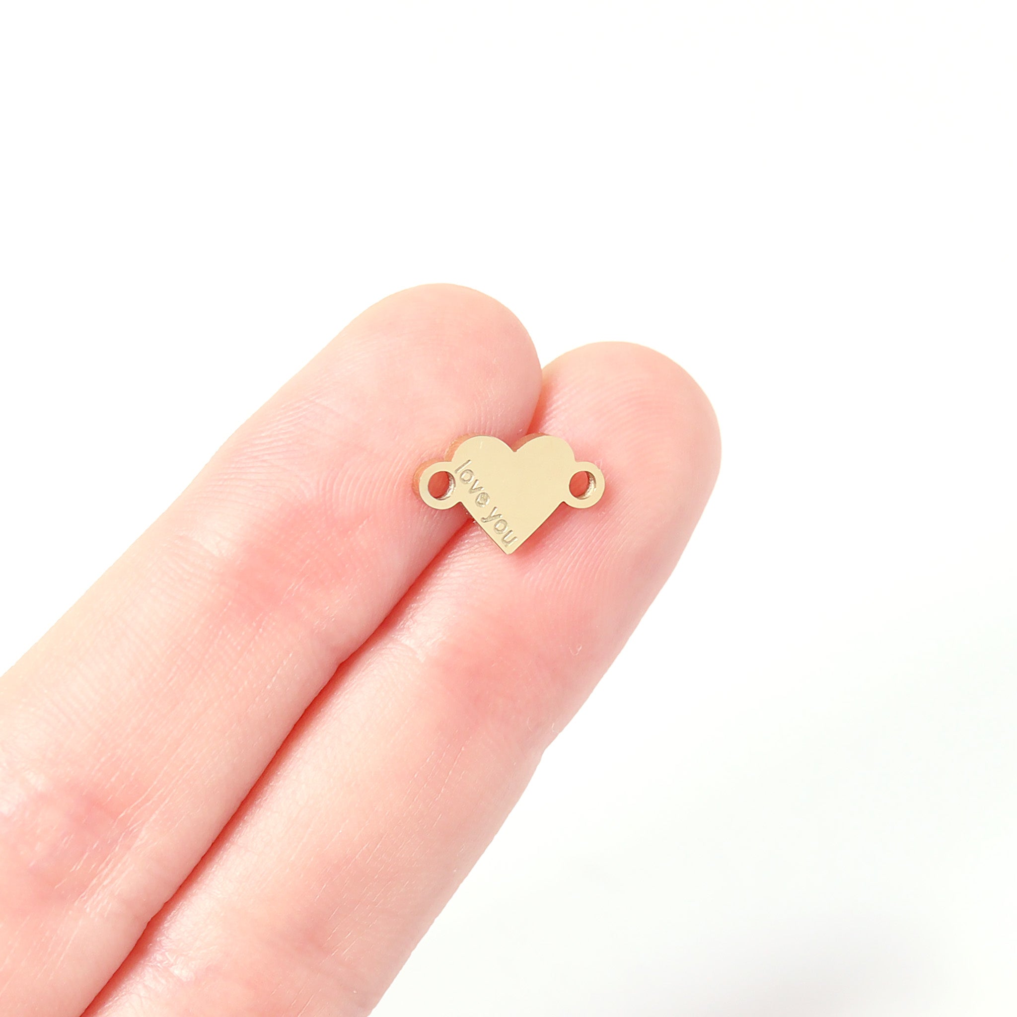 18K Gold PVD Stainless Steel Love You Heart Charm Connector / PDL0051、mySite、dreamappss