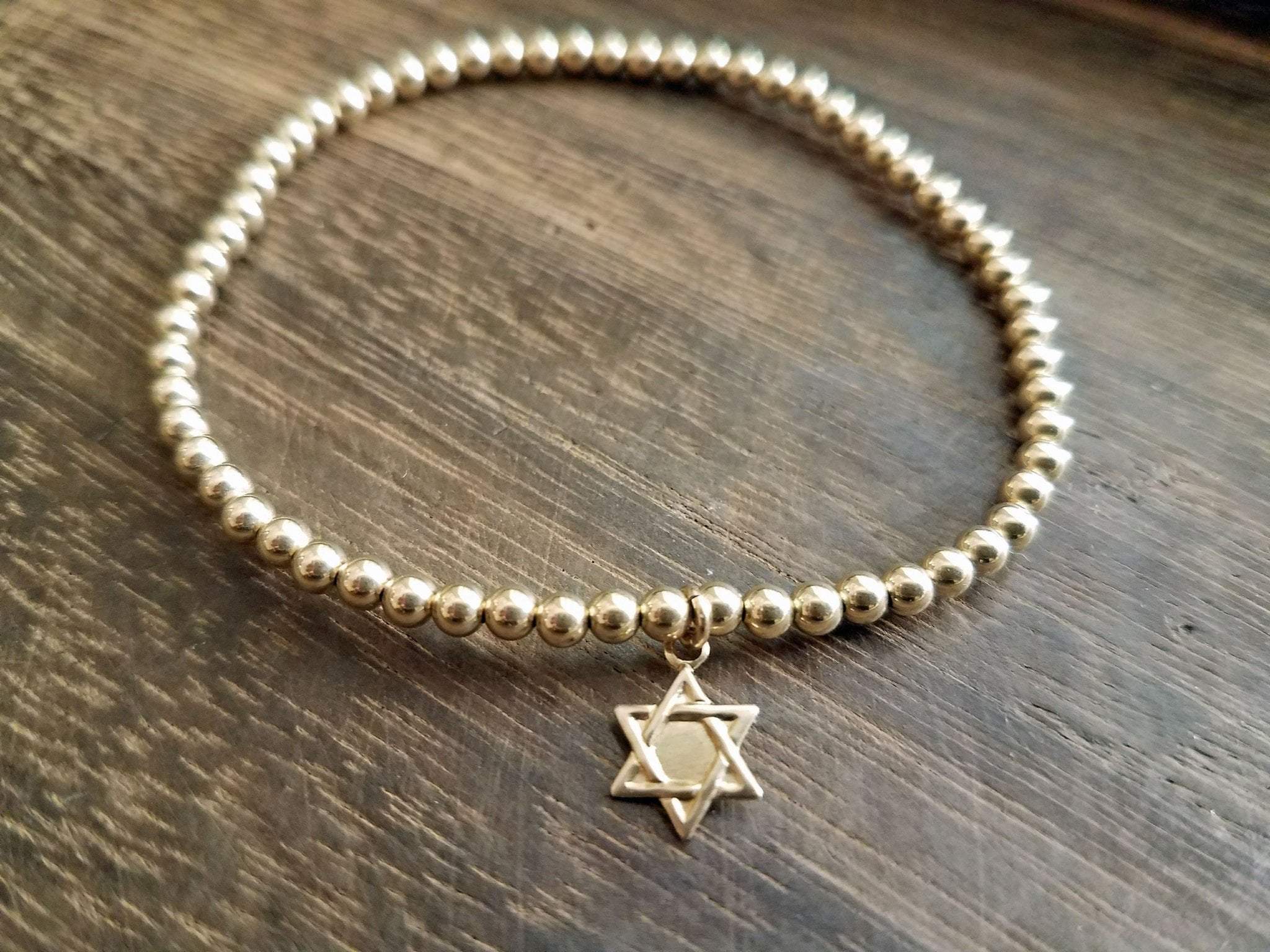 Gold Beaded Bracelet with Star of David、mySite、topwebapps