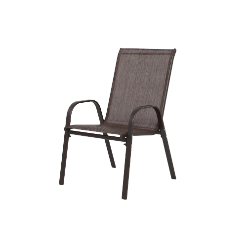 4 Piece Patio Chairs, Outdoor Camping Chairs with Breathable Textilene Fabric, Set of 2 Garden Chairs with Armrest High Backrest for Garden Patio Pool Beach Yard Space Saving ( Brown)、、casual