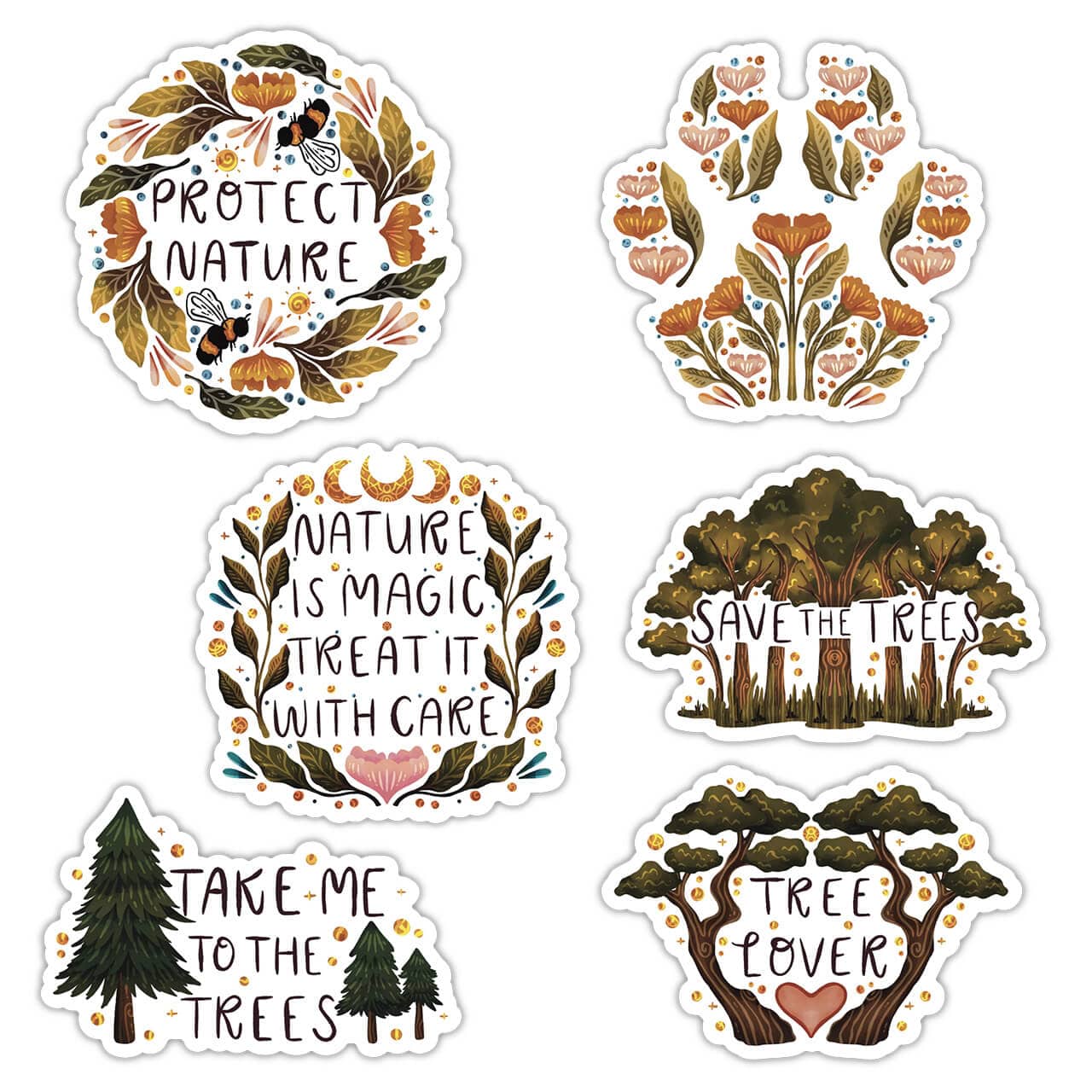  Tree Lover Nature Sticker 6 Pack、mySite、ghnorth