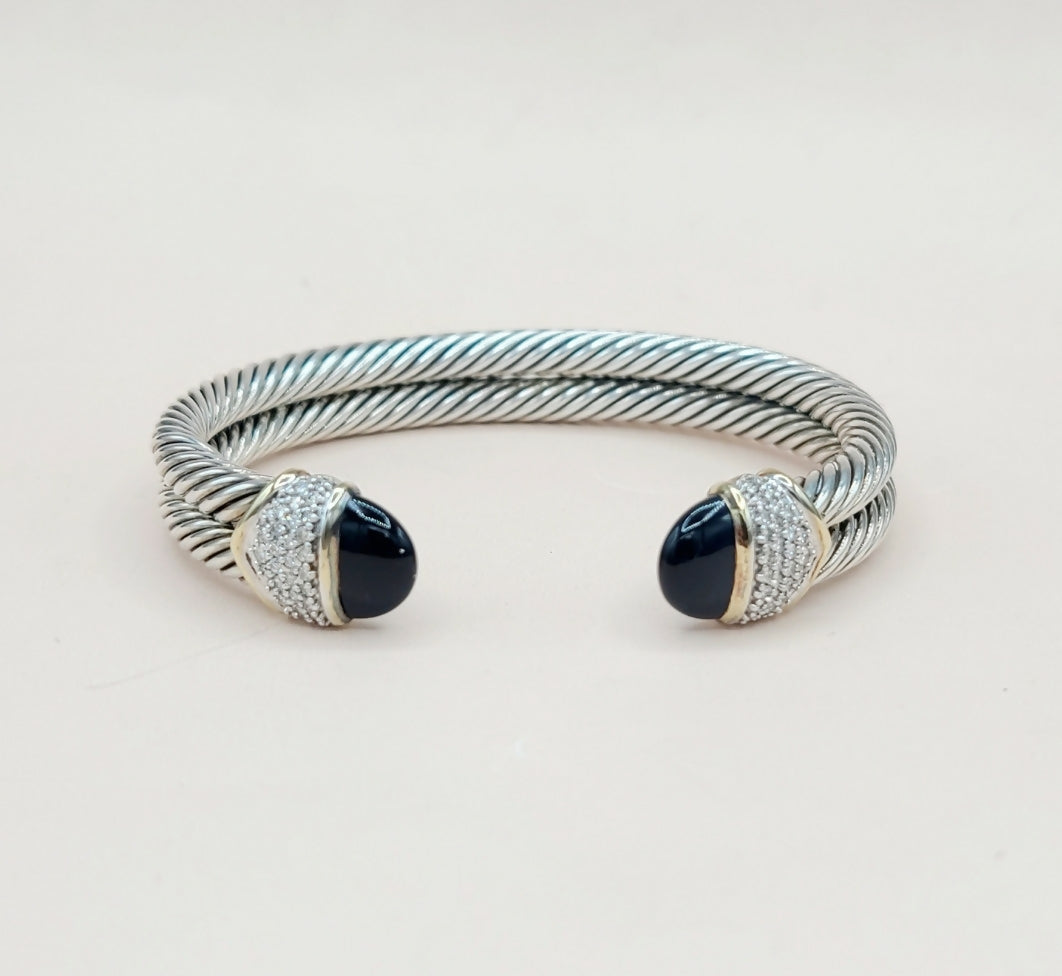 David Yurman Capri Double Cable Bracelet Gold & Diamonds、mySite、hinf8tx79