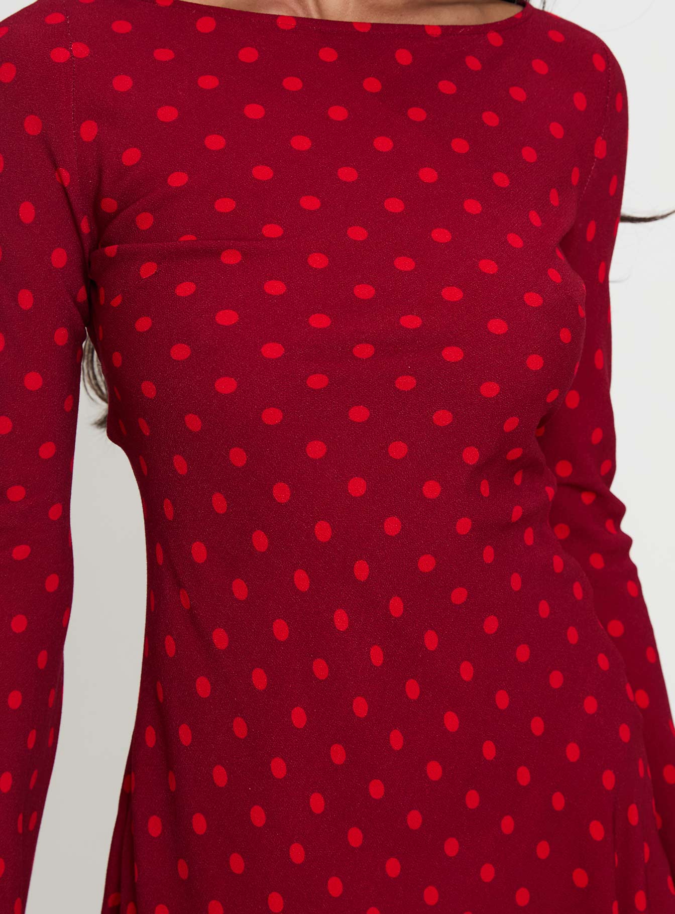 Good Graces Long Sleeve Mini Dress Red Dot、mySite、solidvoid