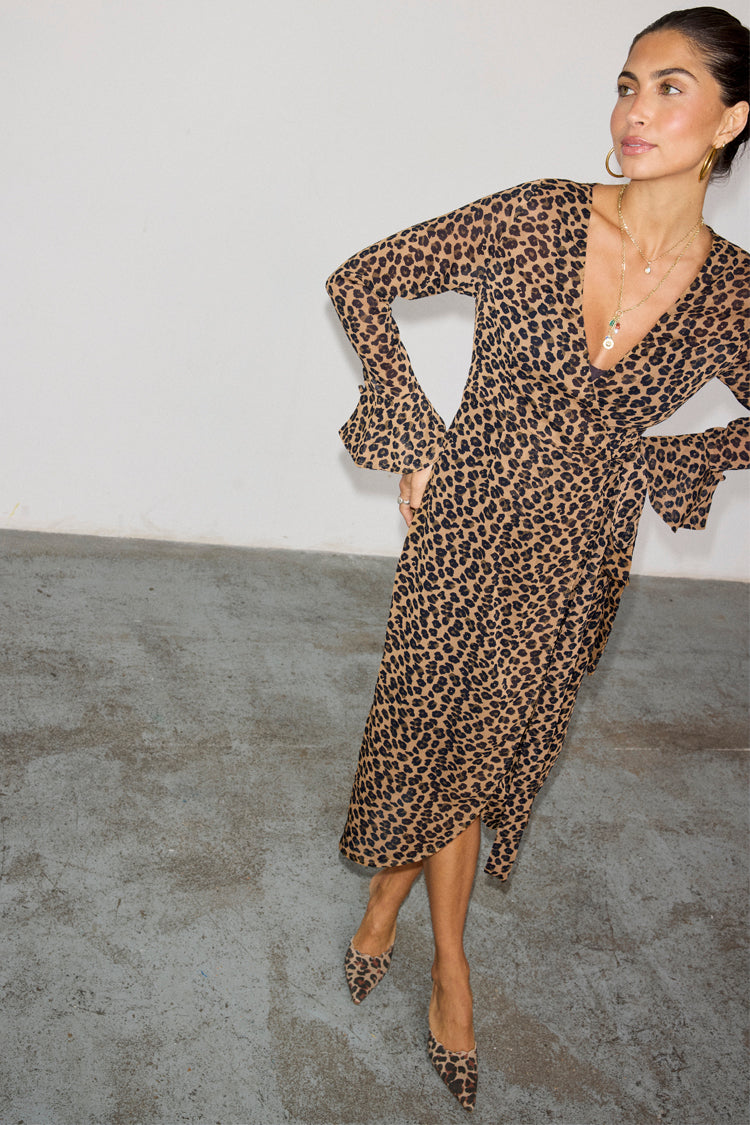 Leopard Lucia Sheer Wrap Dress、mySite、solidvoid