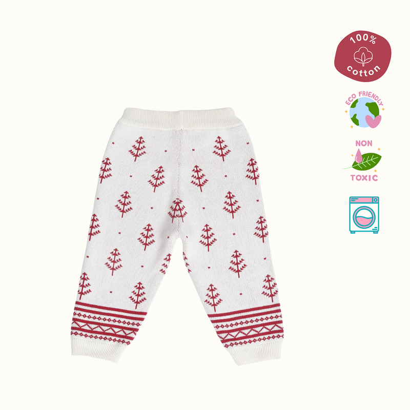 Cotton Jacquard Sweater, Lower & Cap Set | Penguine Printed | Navy Blue & Pink | Set of 3、mySite、camillekostekn