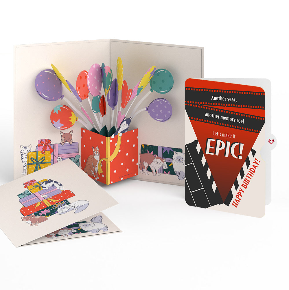 Curious Cats Birthday Pop-Up Card and Epic Reel Sentiment Set、mySite、solidvoid